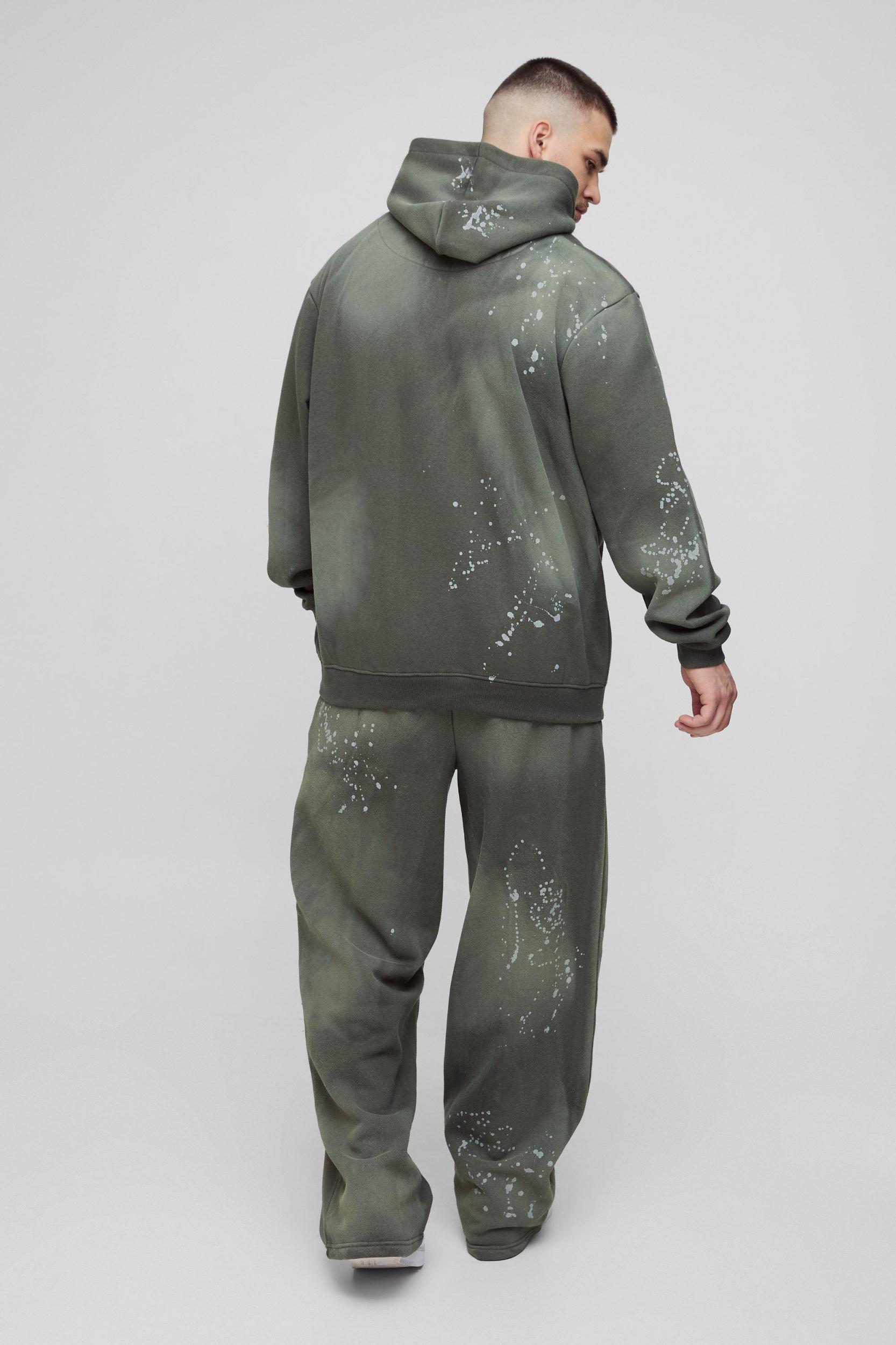 Tall Oversized Embroidered Spray Wash Wide Fit Boxer Sweatpants Tracksuit | boohooMAN USA Product Image