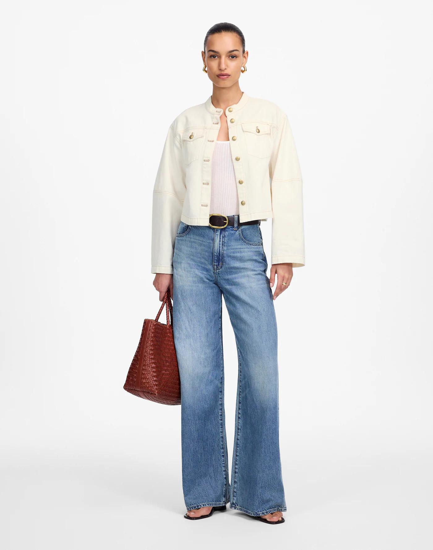 Cocoon-Sleeve Denim Lady Jacket Product Image