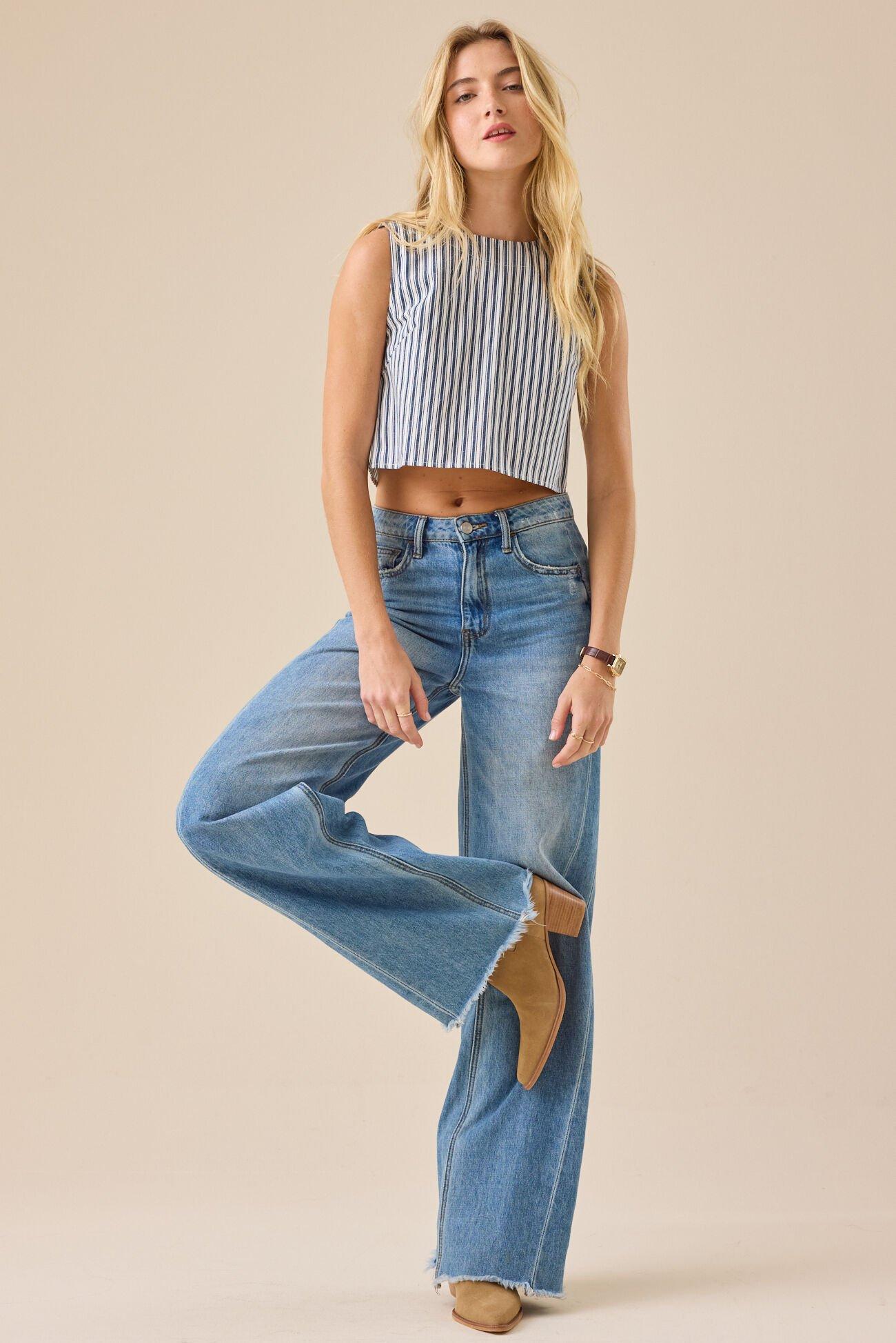 Issy Striped Linen Top Product Image