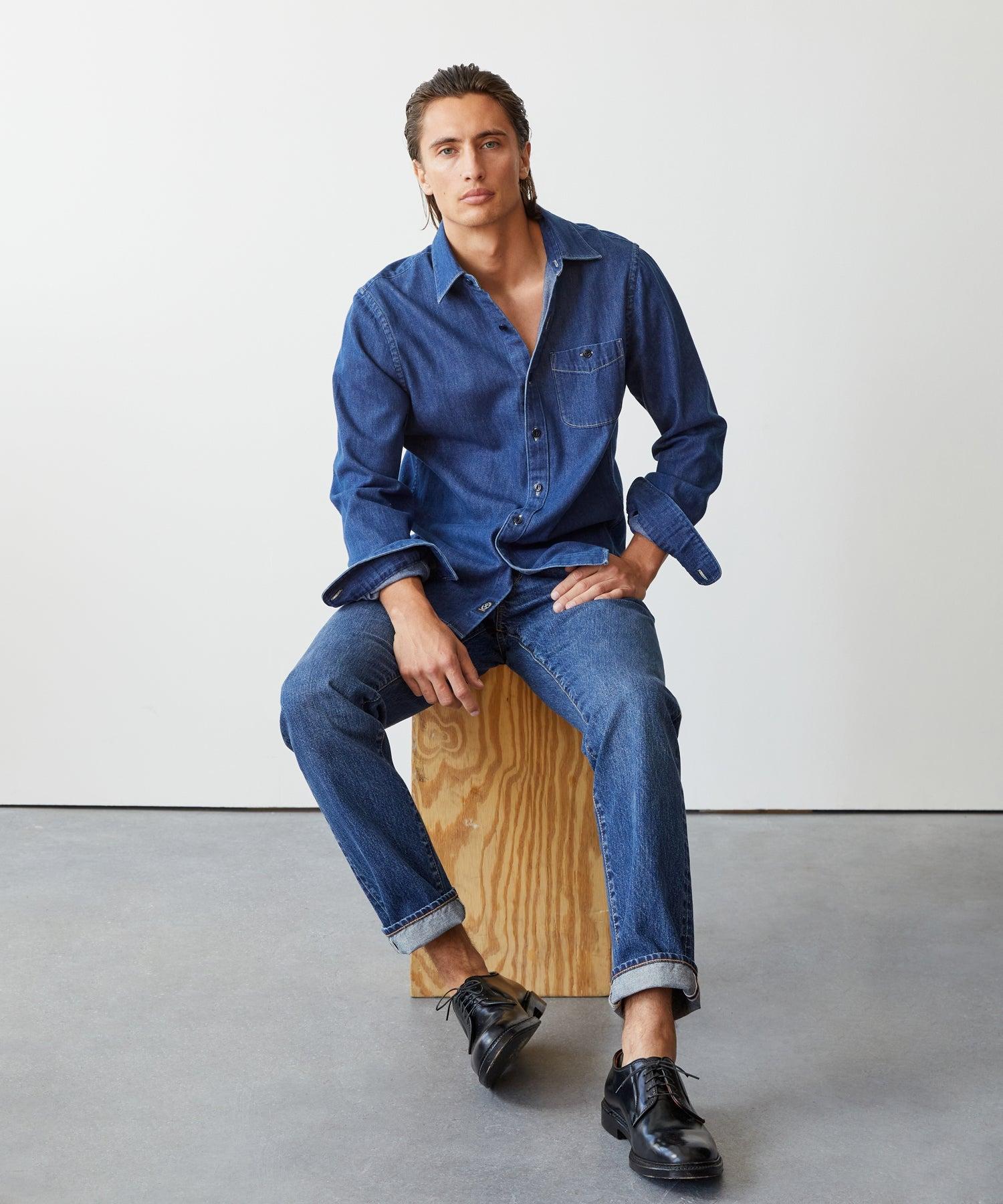Denim Point Collar Shirt Product Image