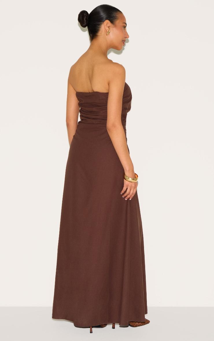 Petite Chocolate Linen Look Bandeau Maxi Dress Product Image