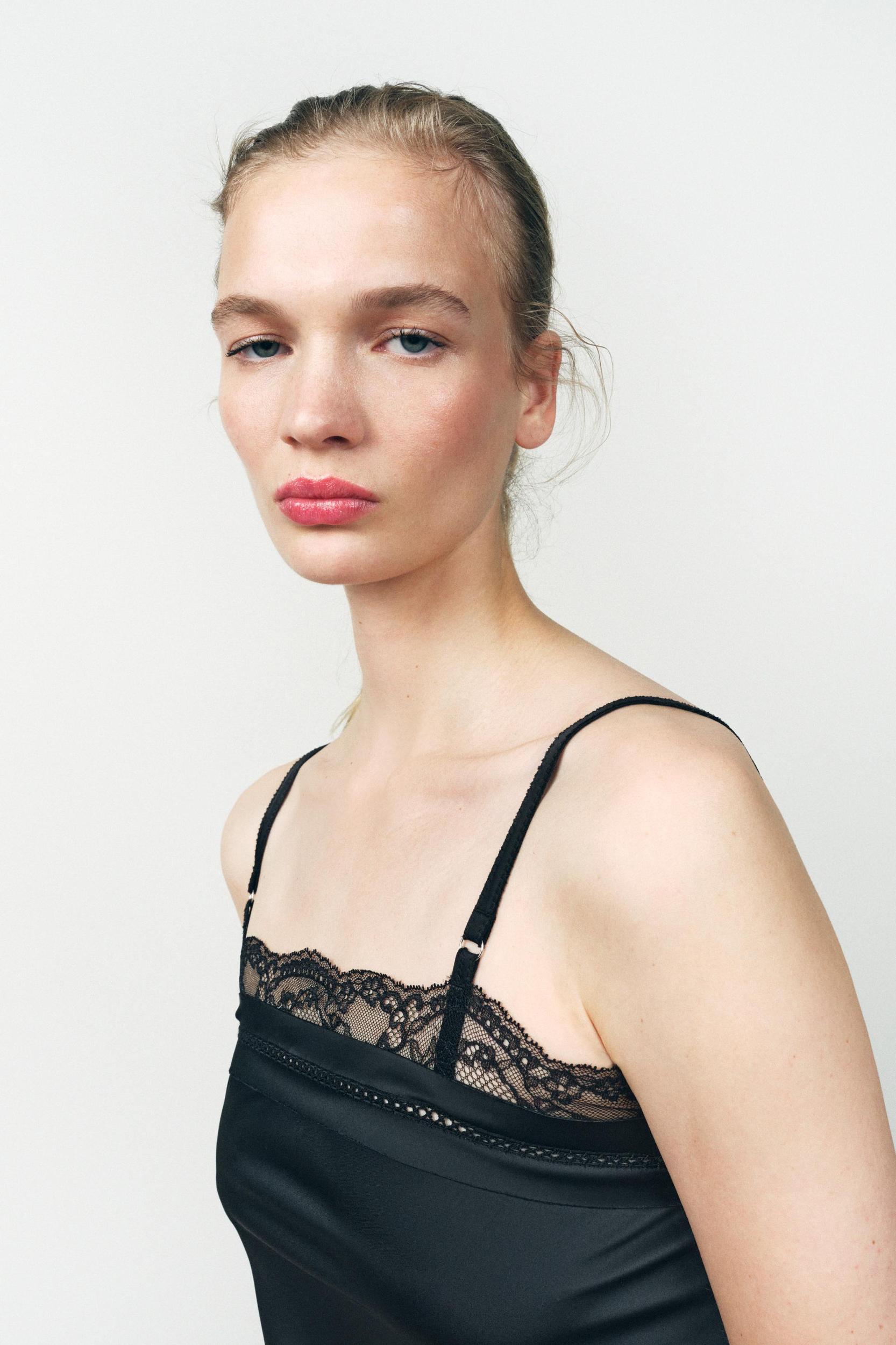 SATIN LACE ENTREDEUX TOP Product Image