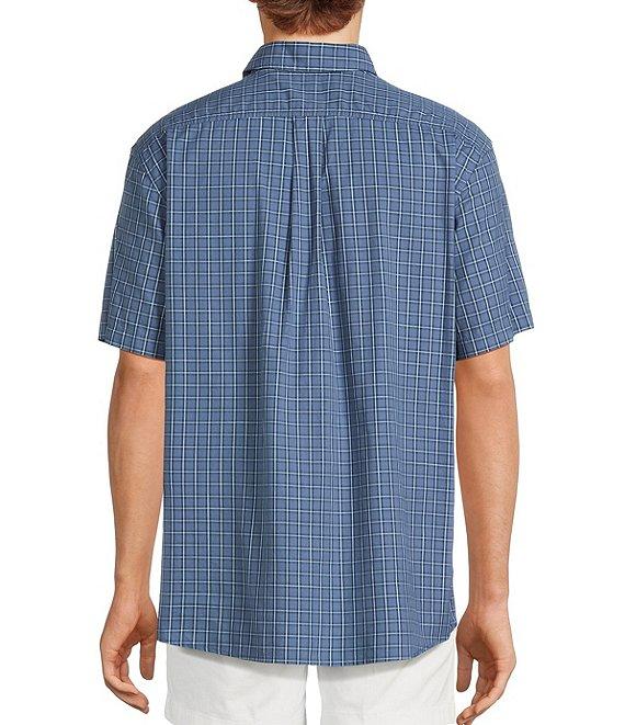 Roundtree & Yorke Short Sleeve Slub Large Plaid Sport Shirt Product Image