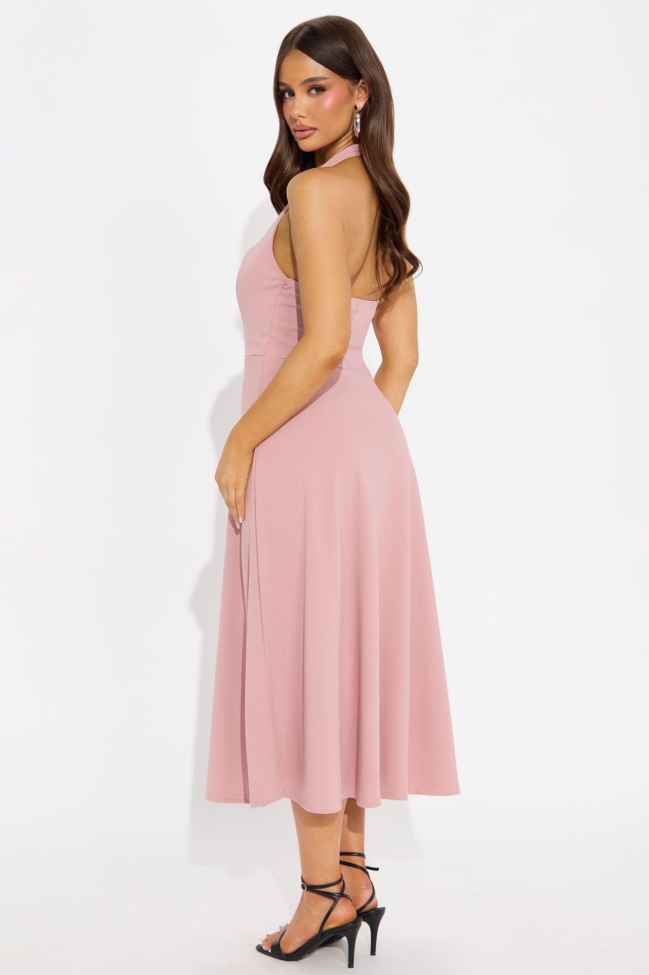 Alena Halter Midi Dress - Mauve Female Product Image