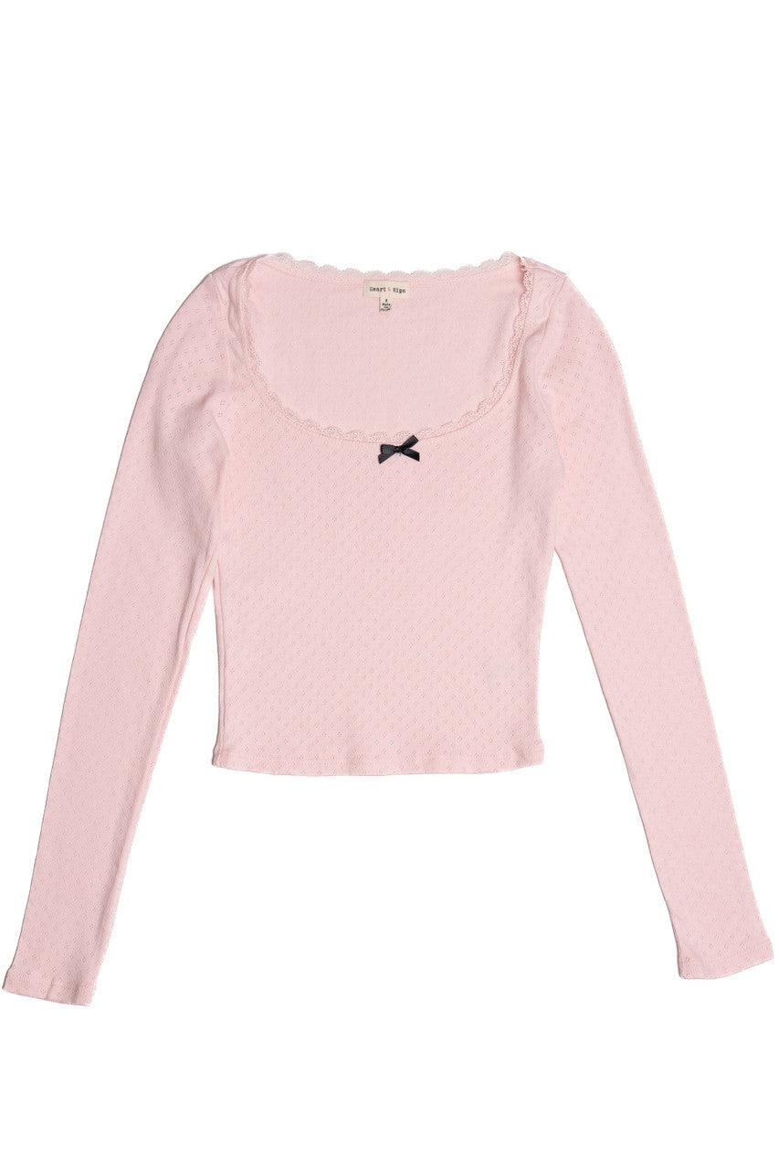 Pointelle Long Sleeve With Bow Product Image