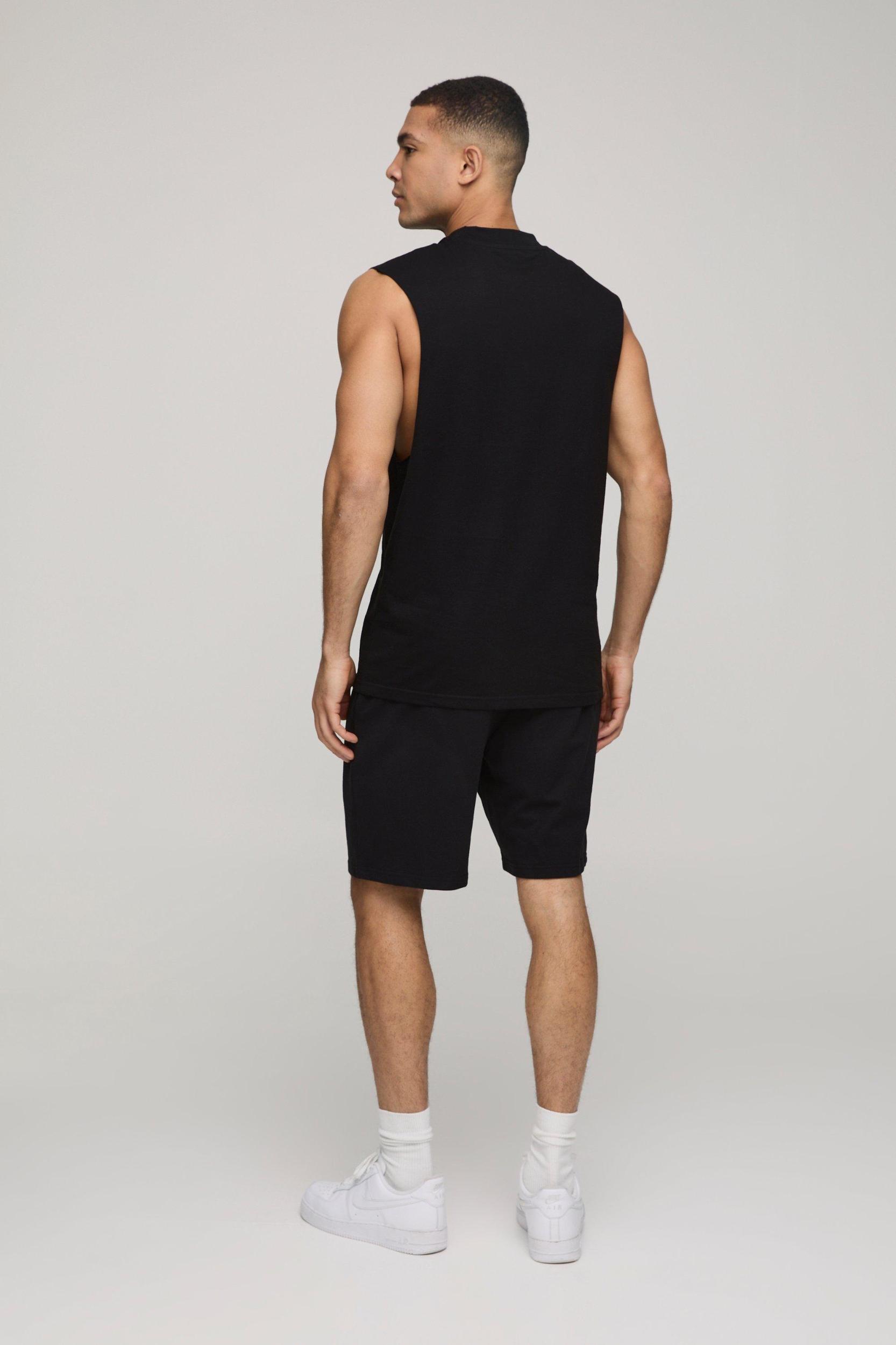 Regular Fit Basic Drop Armhole Extended Neck Tank | boohooMAN USA Product Image