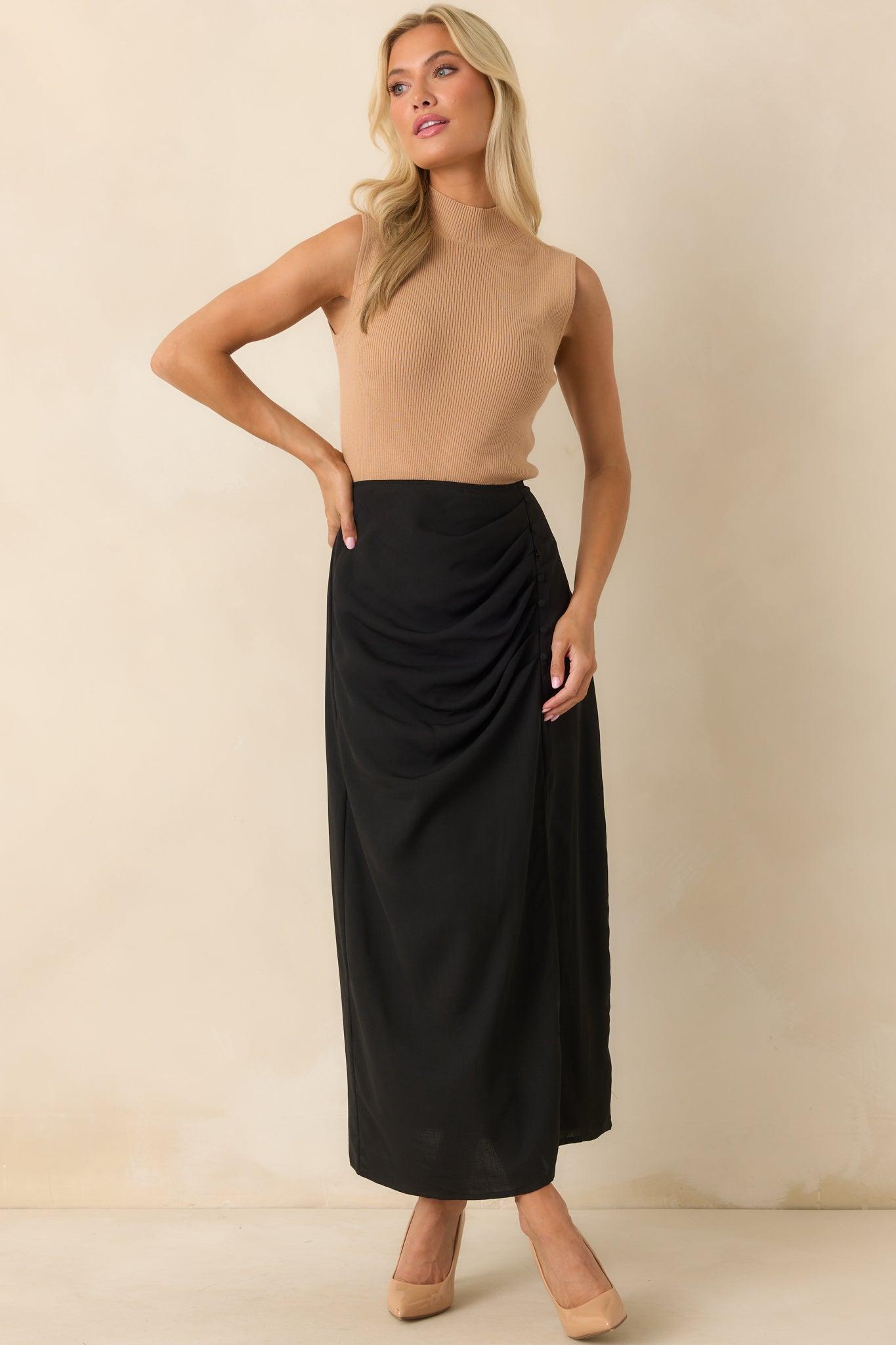 Rewrite Your Story Camel Ribbed Mock Neck Tank Top Product Image