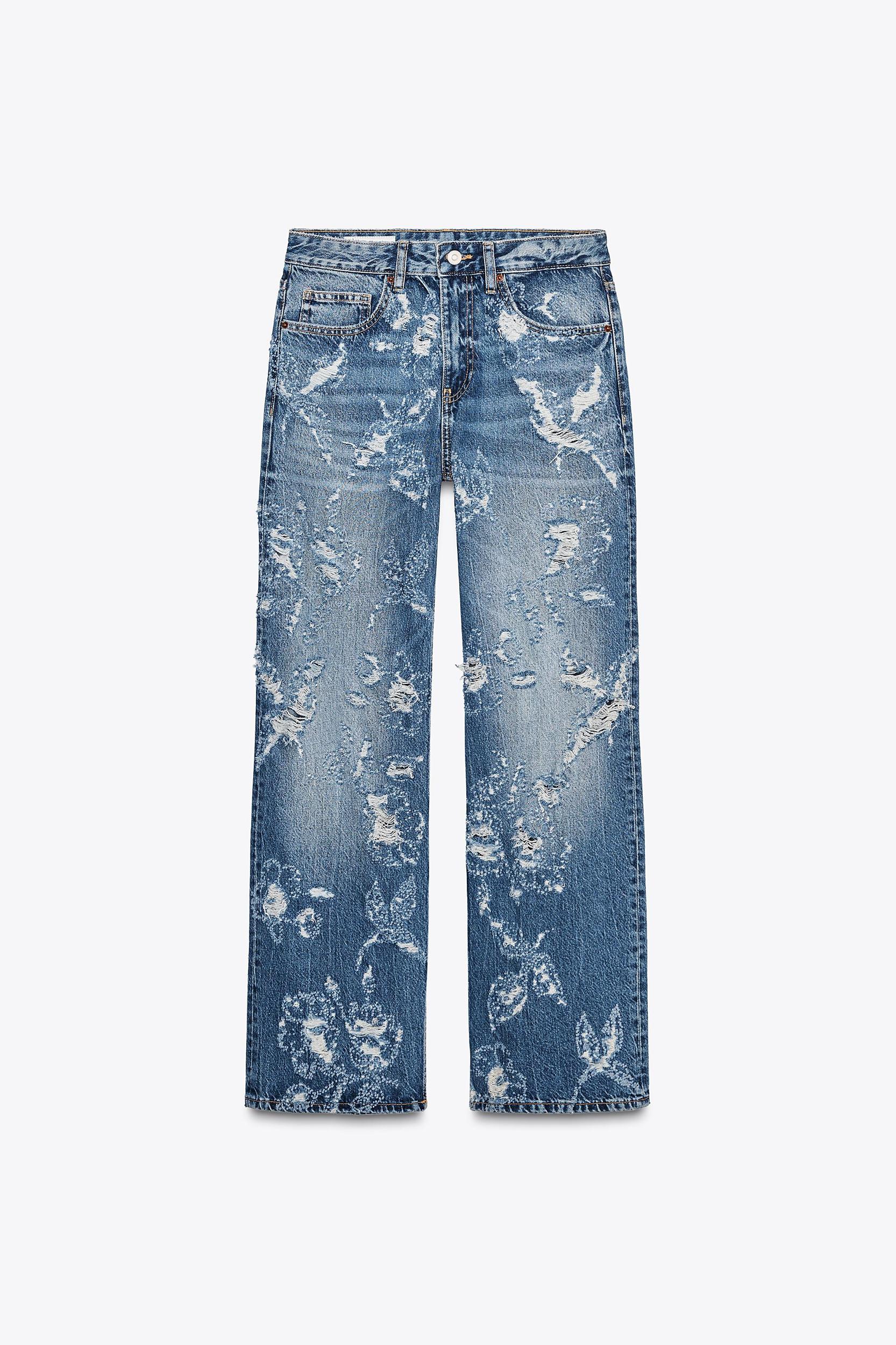 MID-RISE SLOUCHY RIPPED TRF JEANS Product Image