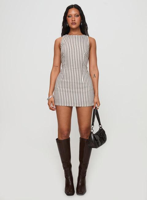 Yumiko Romper Brown Stripe Petite Product Image