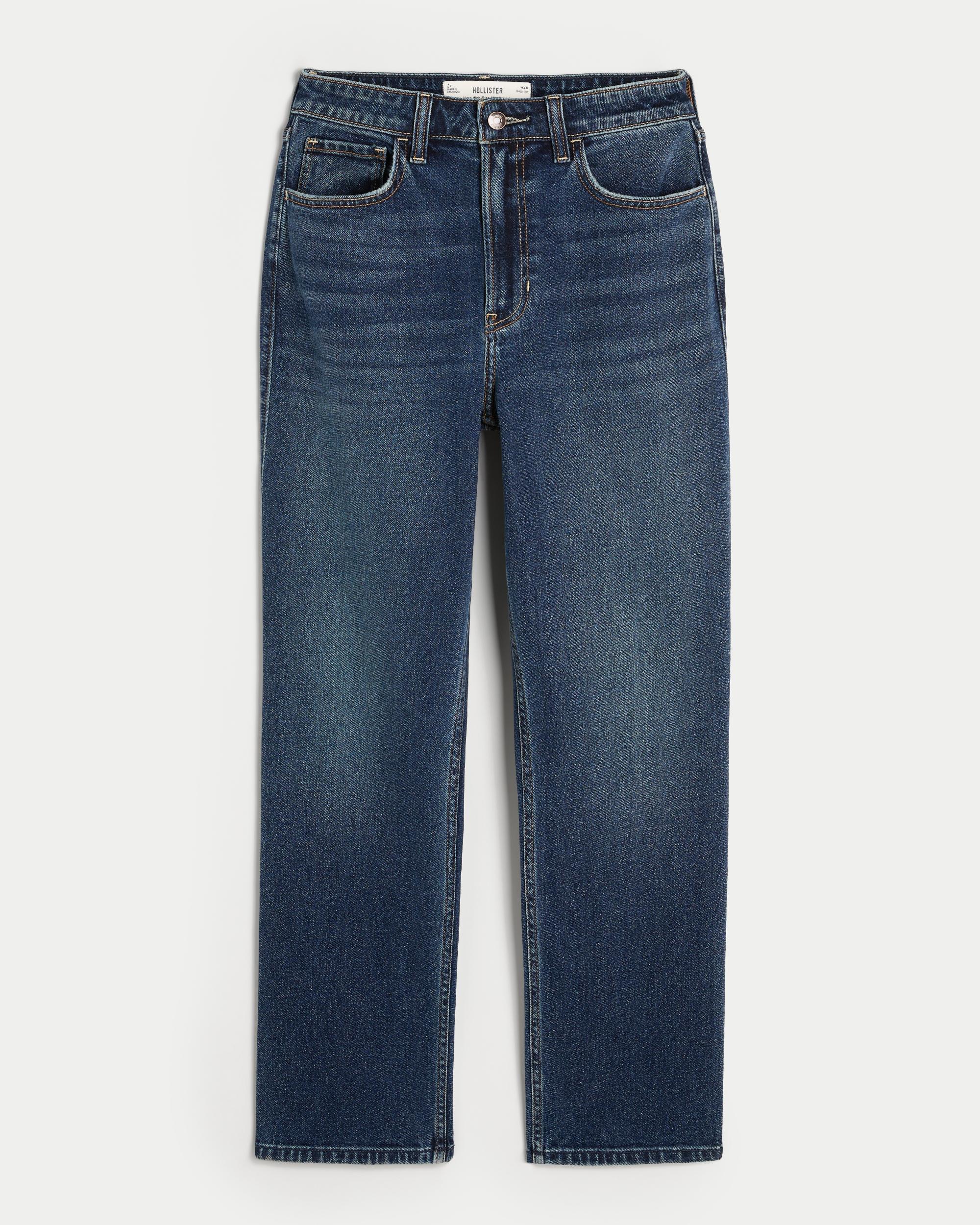 Ultra High-Rise Dark Wash 90s Straight Jeans Product Image