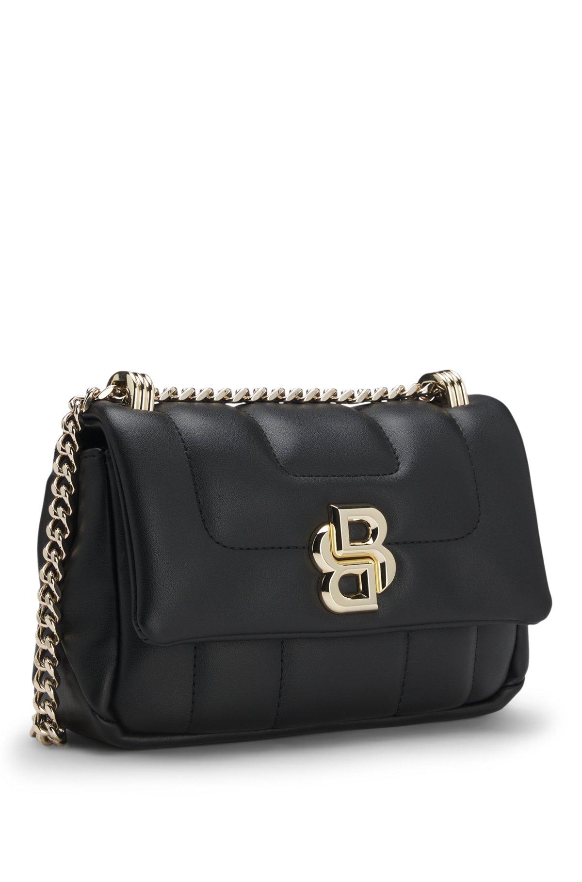 BOSS - Quilted shoulder bag with Double B monogram trim - Black Product Image