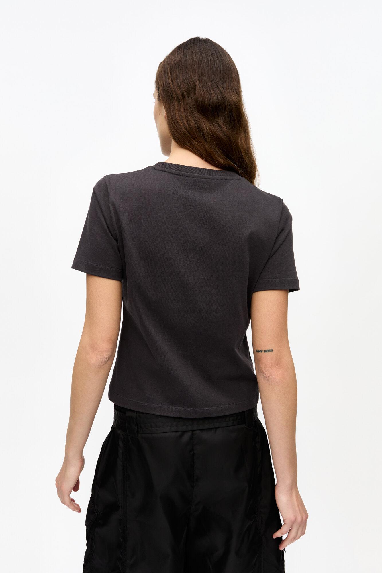 Black Cropped Heart T-Shirt Product Image