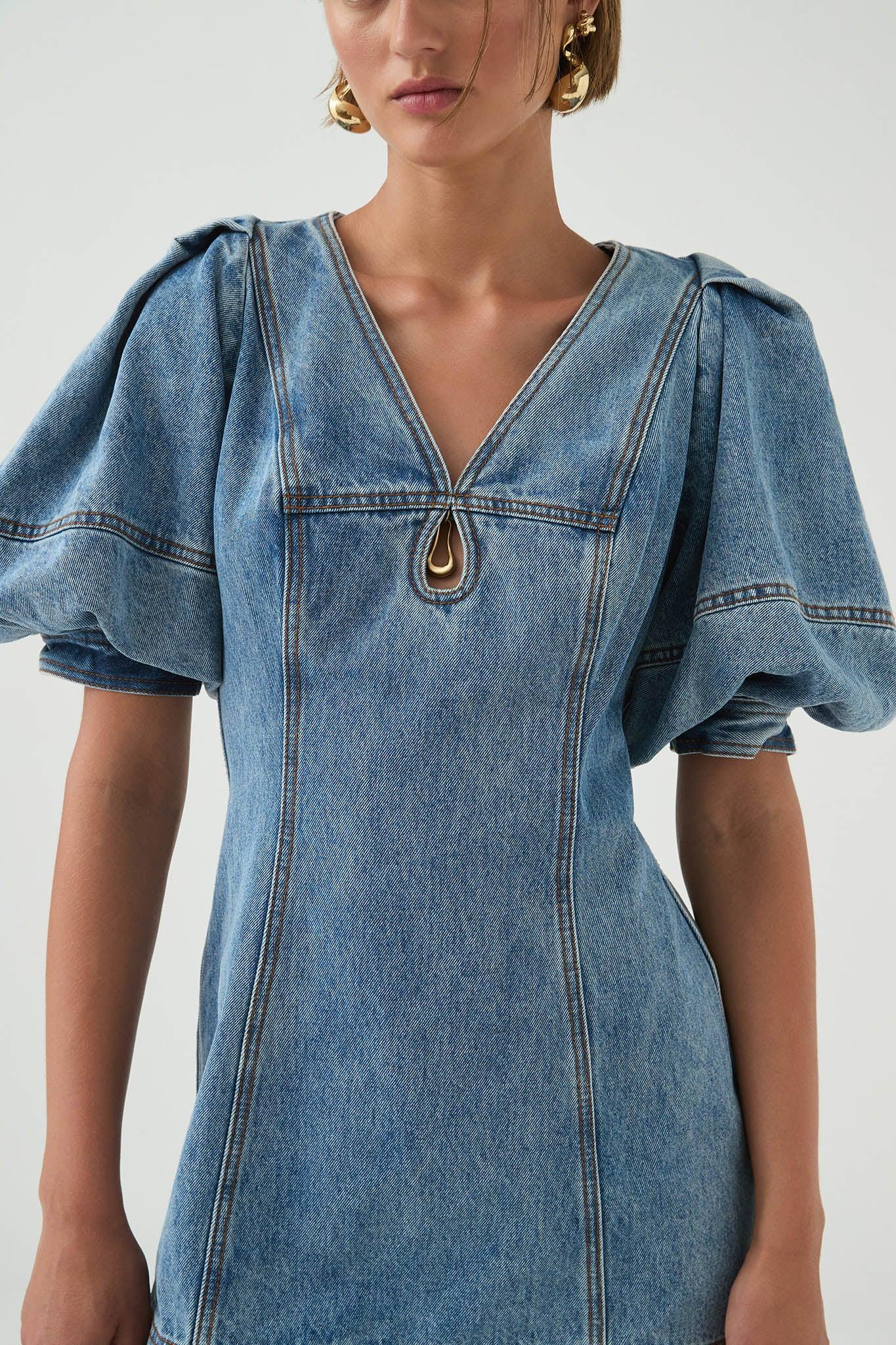 Juno Denim Mini Dress Product Image