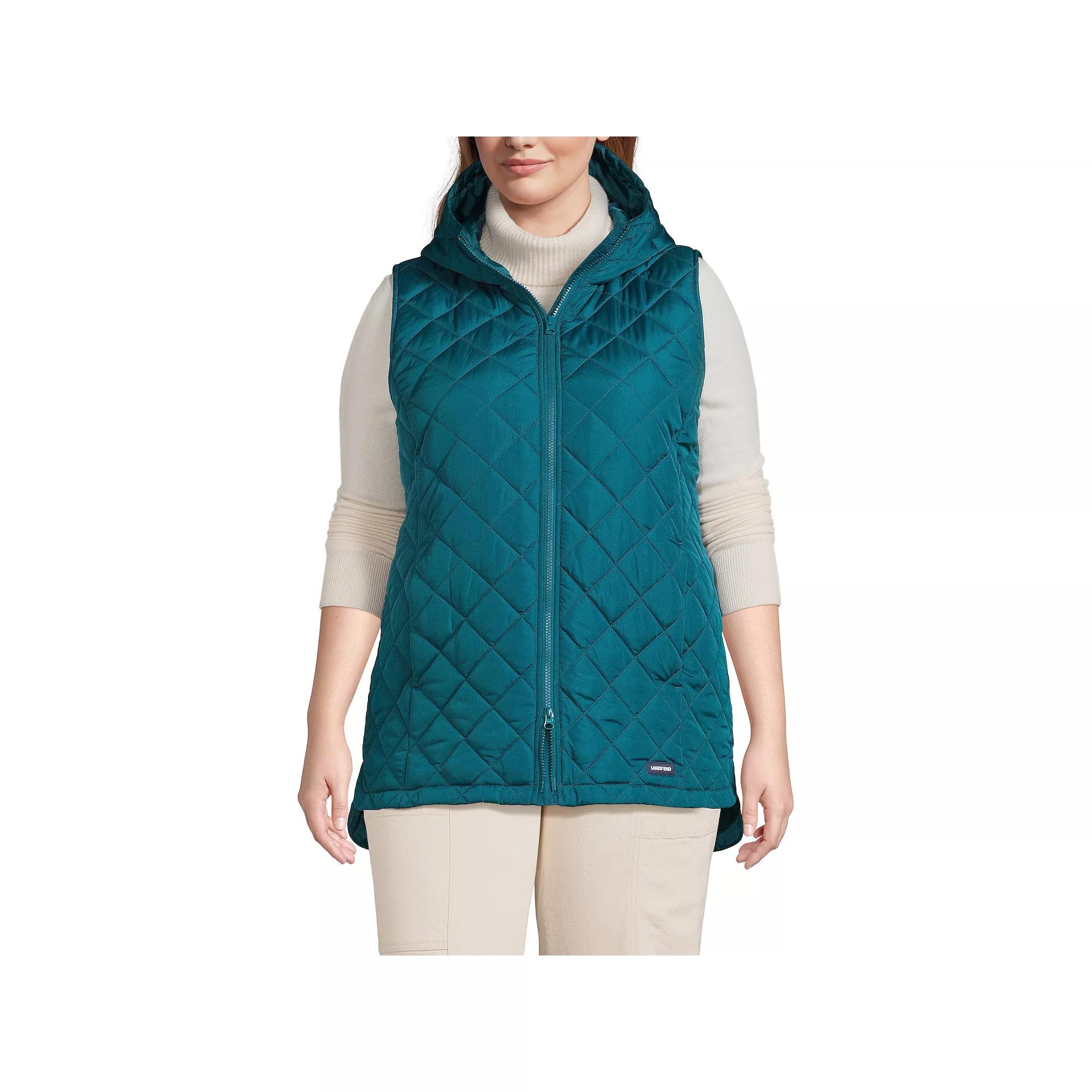 Plus Size Lands' End Hooded Insulated Vest, Women's, Size: 2XL, Evening Blue Product Image