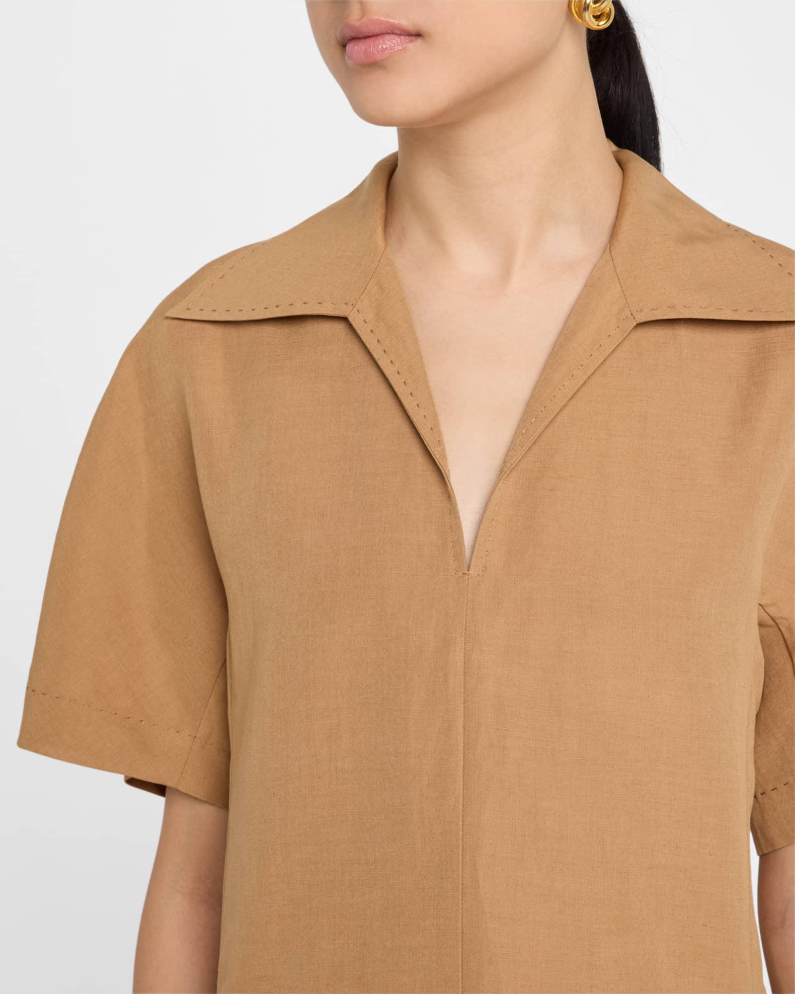 Collared Silk-Linen Midi Dress Product Image