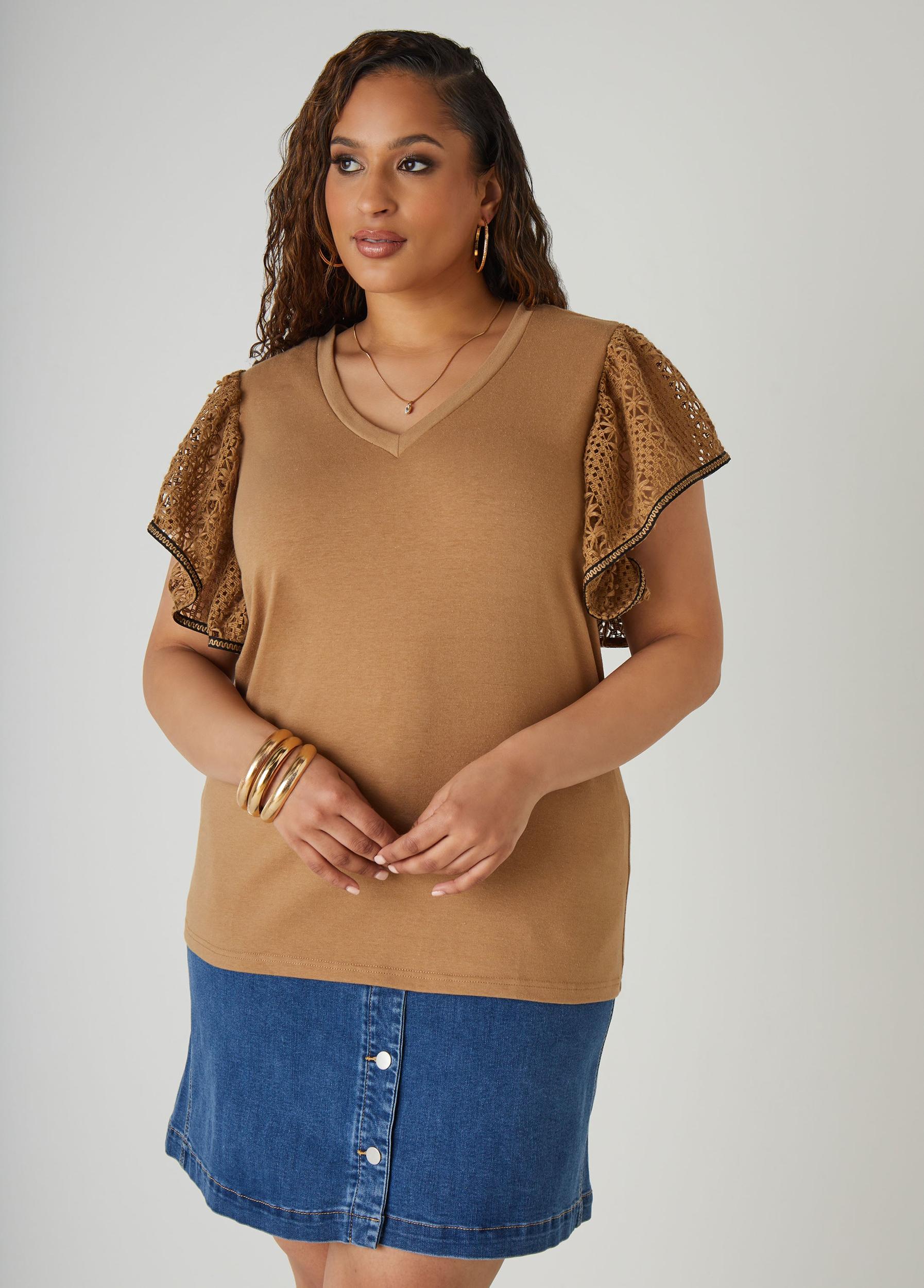 Crochet Sleeved Jersey Top Product Image