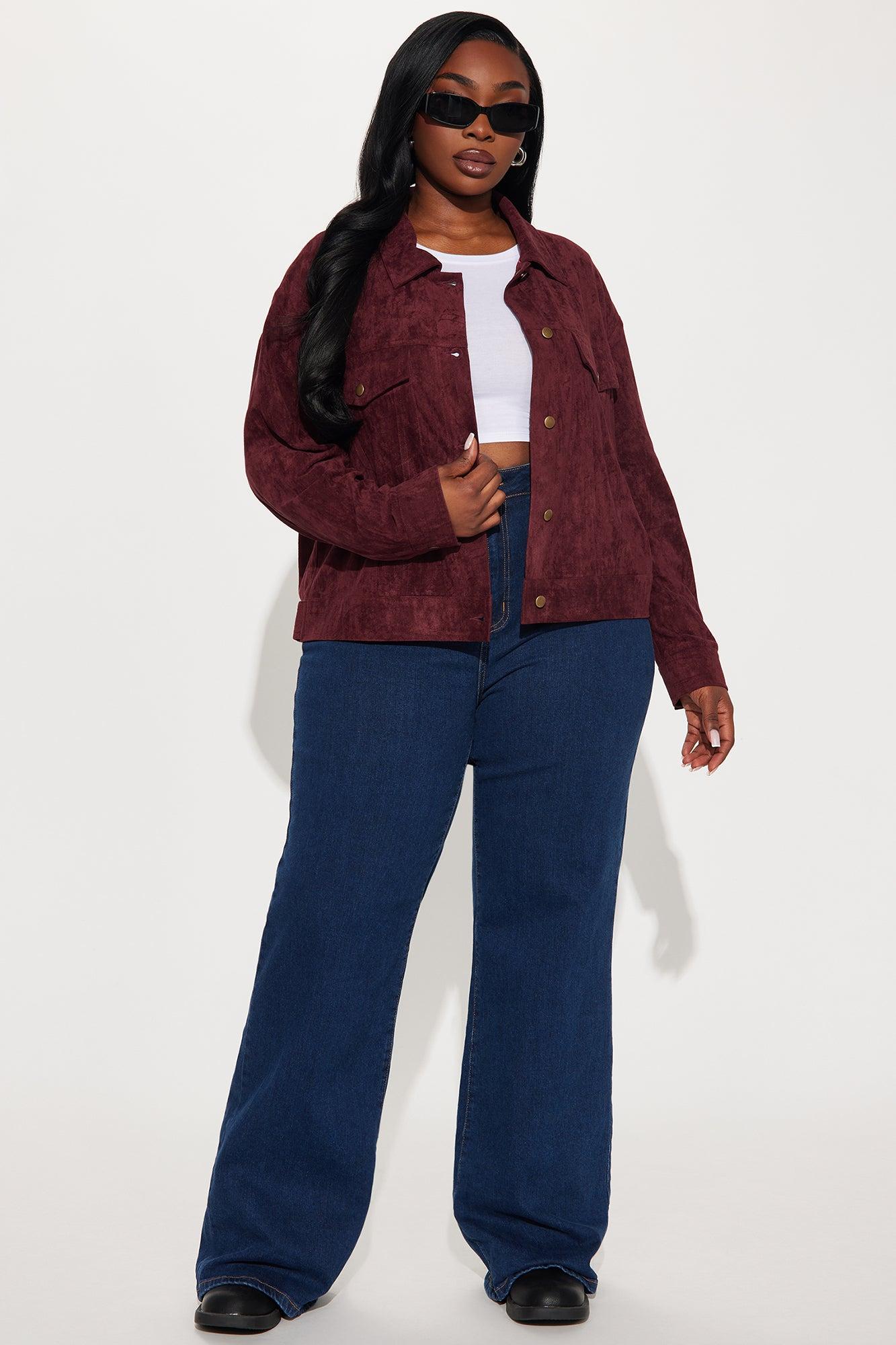 Raven Faux Suede Cropped Jacket - Wine Product Image