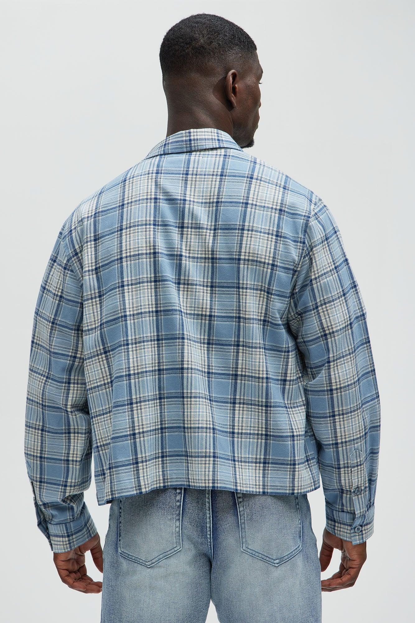 Delano Cropped Plaid Shirt - Blue/combo Male Product Image