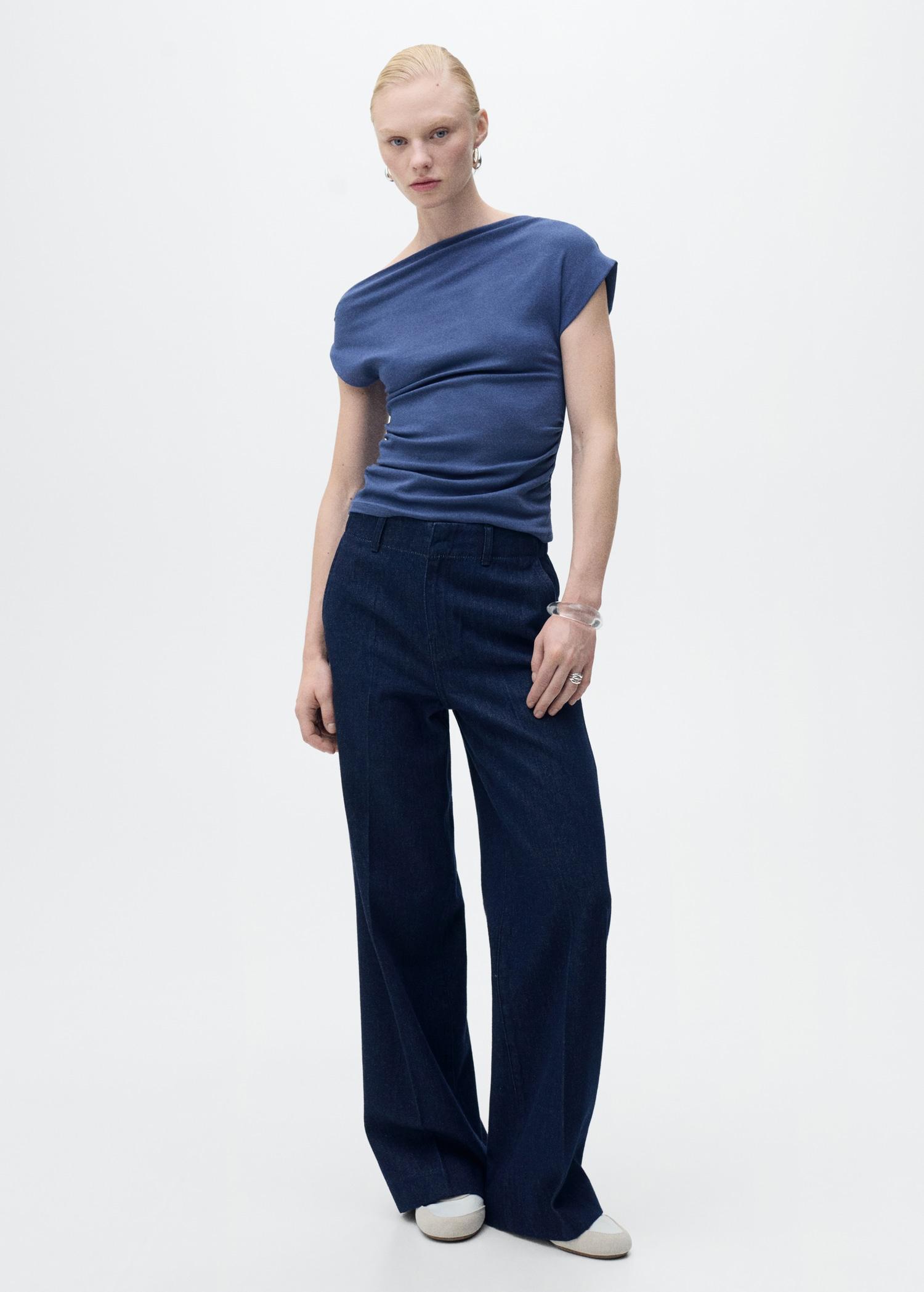 Asymmetrical draped top - Women | MANGO USA Product Image
