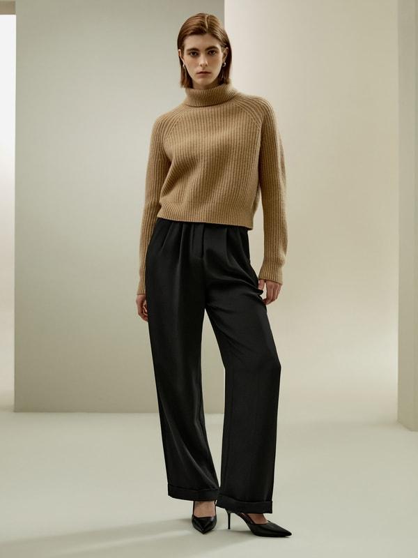 Cashmere Textured Turtleneck Sweater Product Image