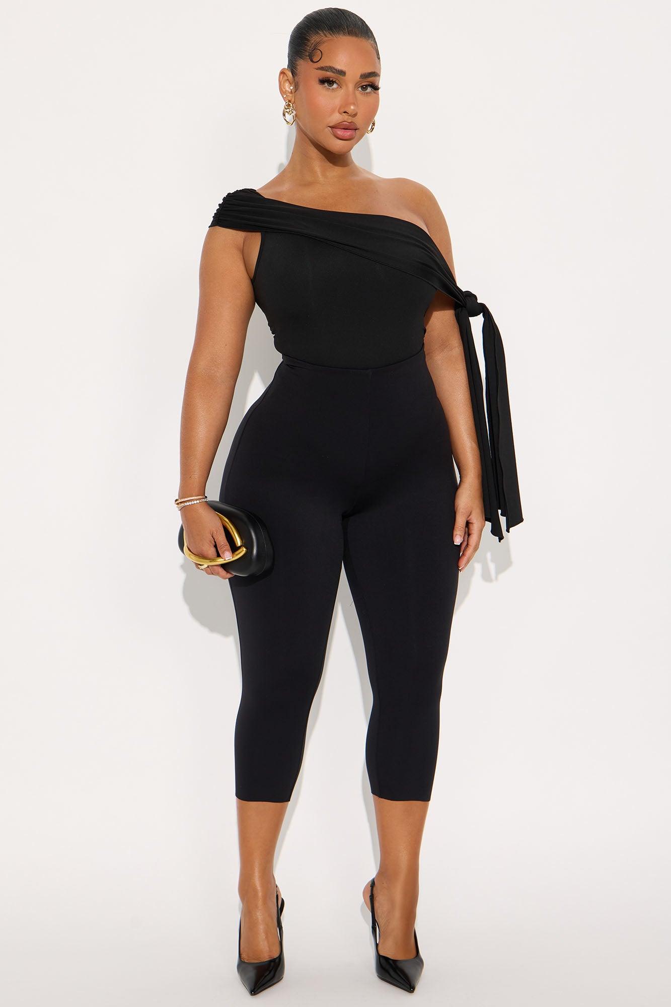 Refined Class Ruched Off Shoulder Bodysuit - Black Female Product Image