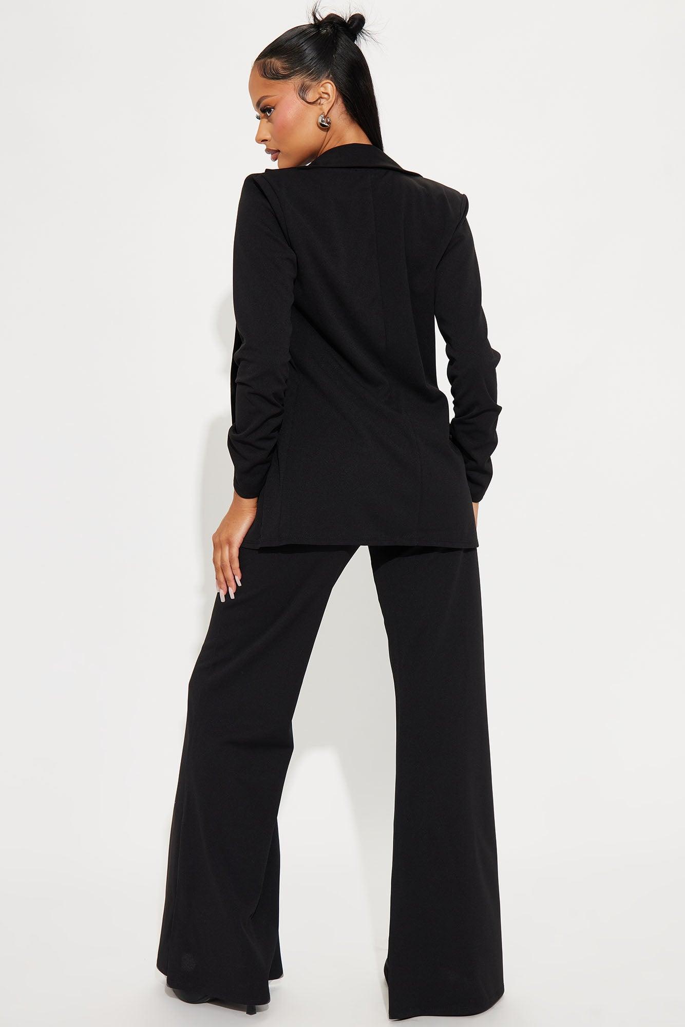 Executive Cutie Blazer Pant Set - Black Product Image