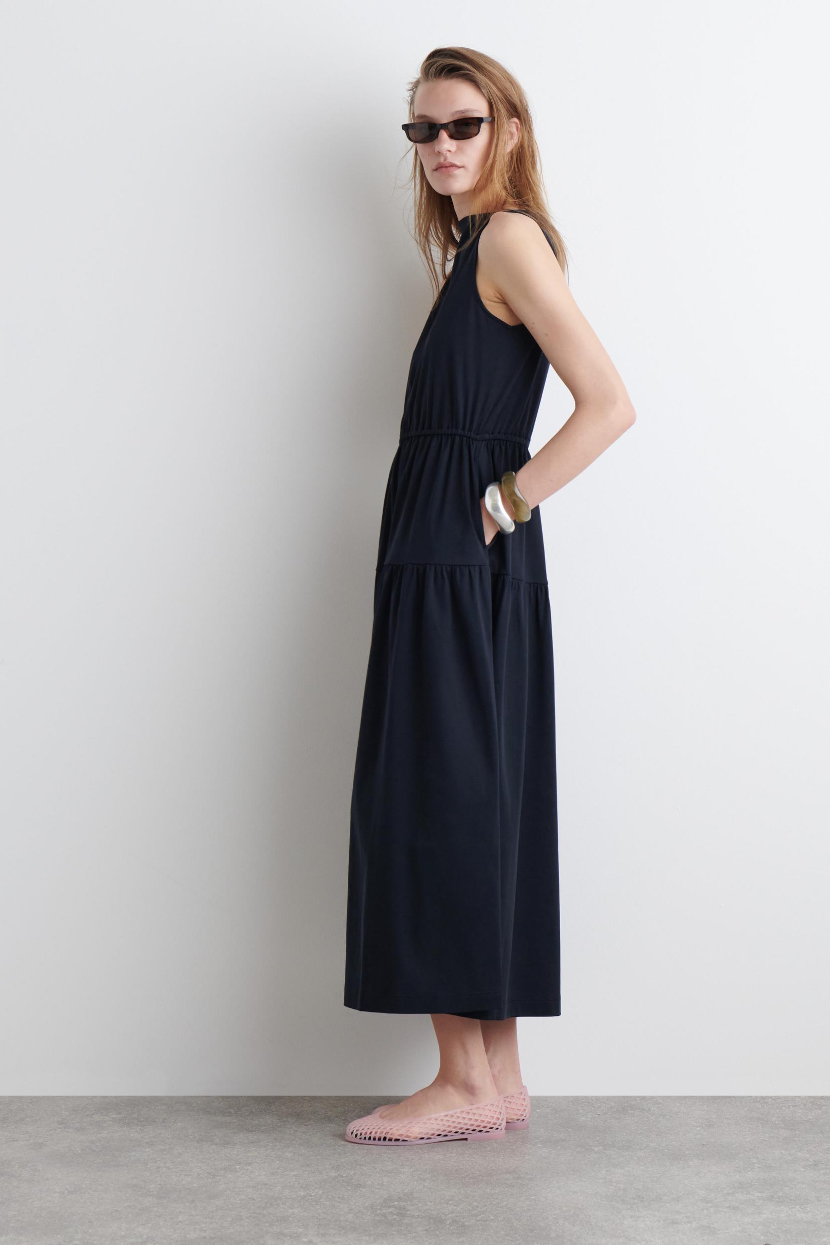 BOATNECK GATHERED MIDI DRESS Product Image