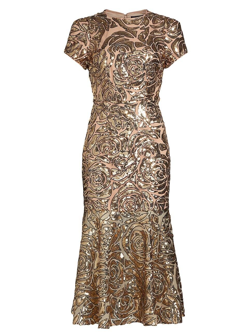 Womens Tahlia Floral Sequined Midi-Dress Product Image