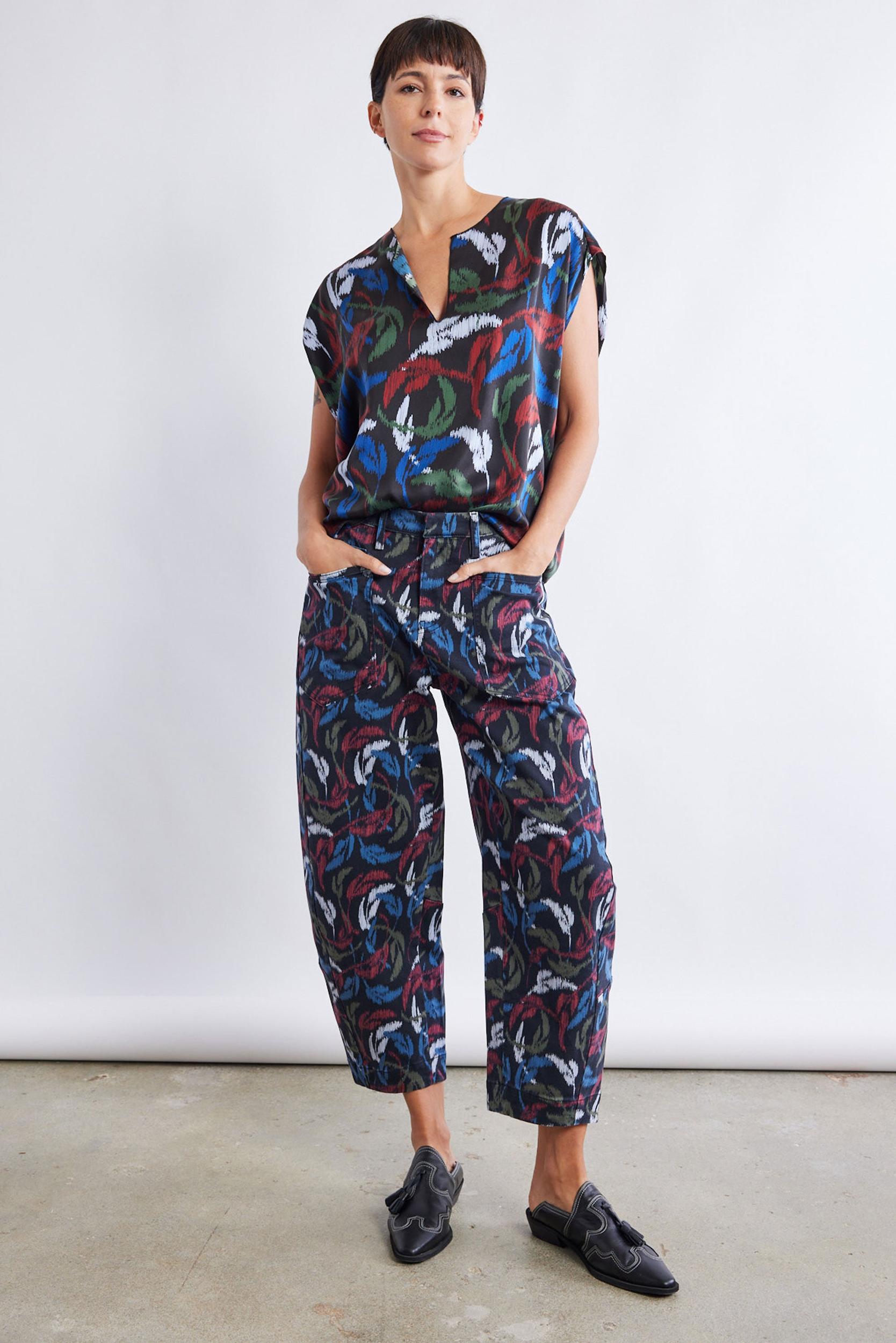 The Printed Slouchy Soft Twill Pants Product Image