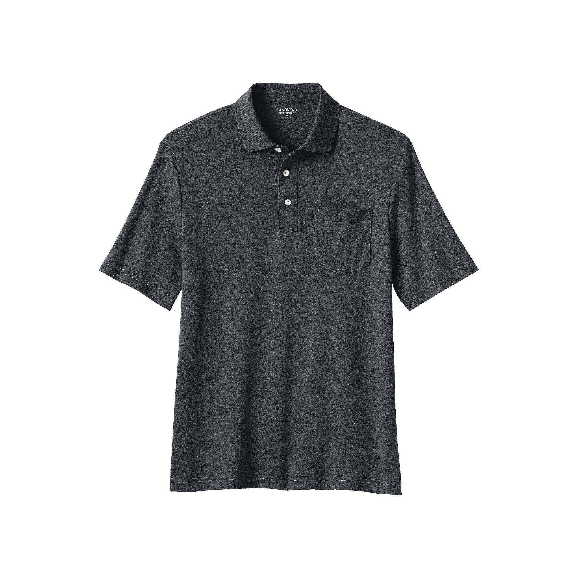 Men's Lands' End Super Soft Supima Pocket Polo,  Product Image