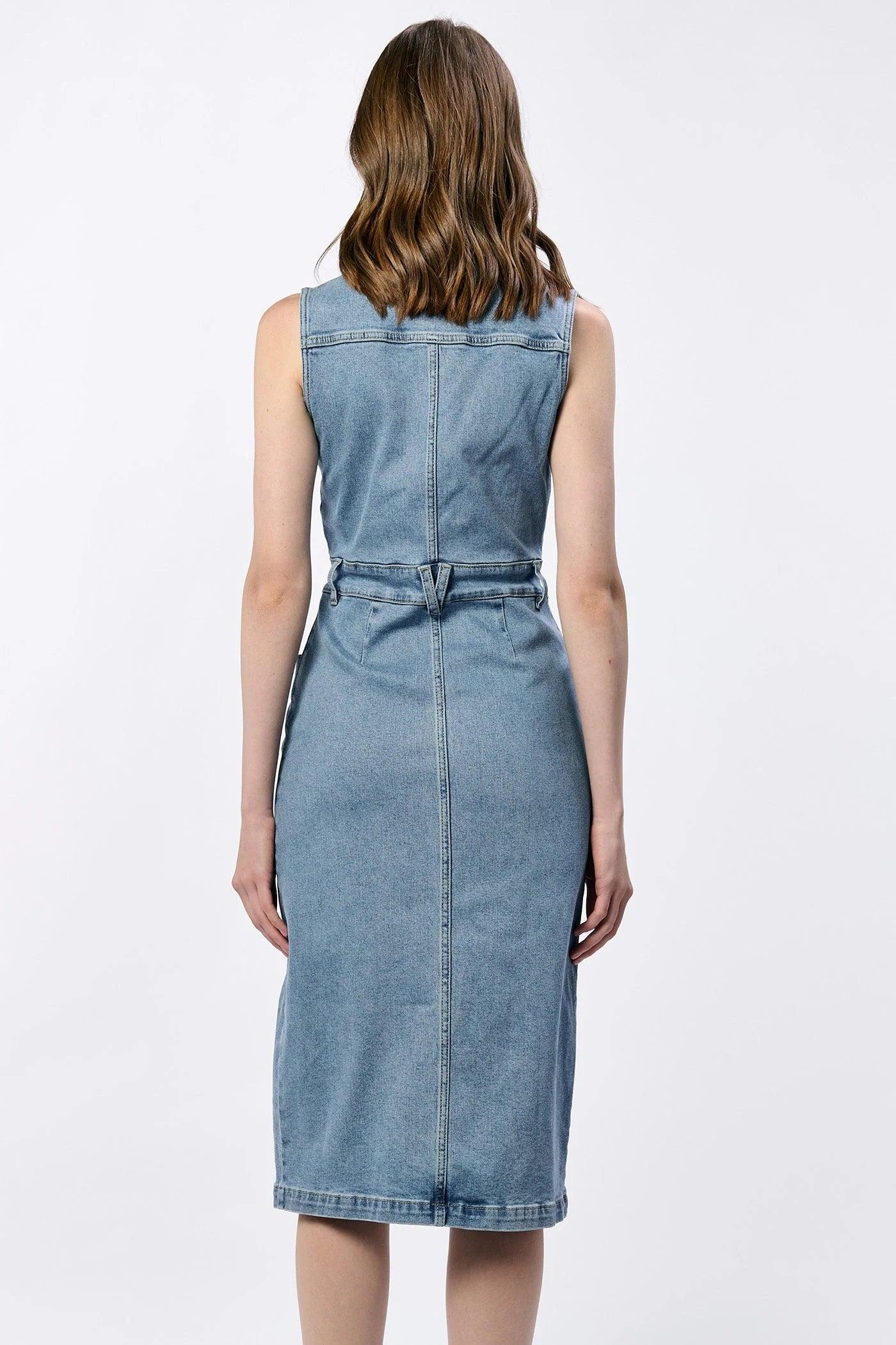 Trish Sleeveless Fitted Denim Dress Product Image