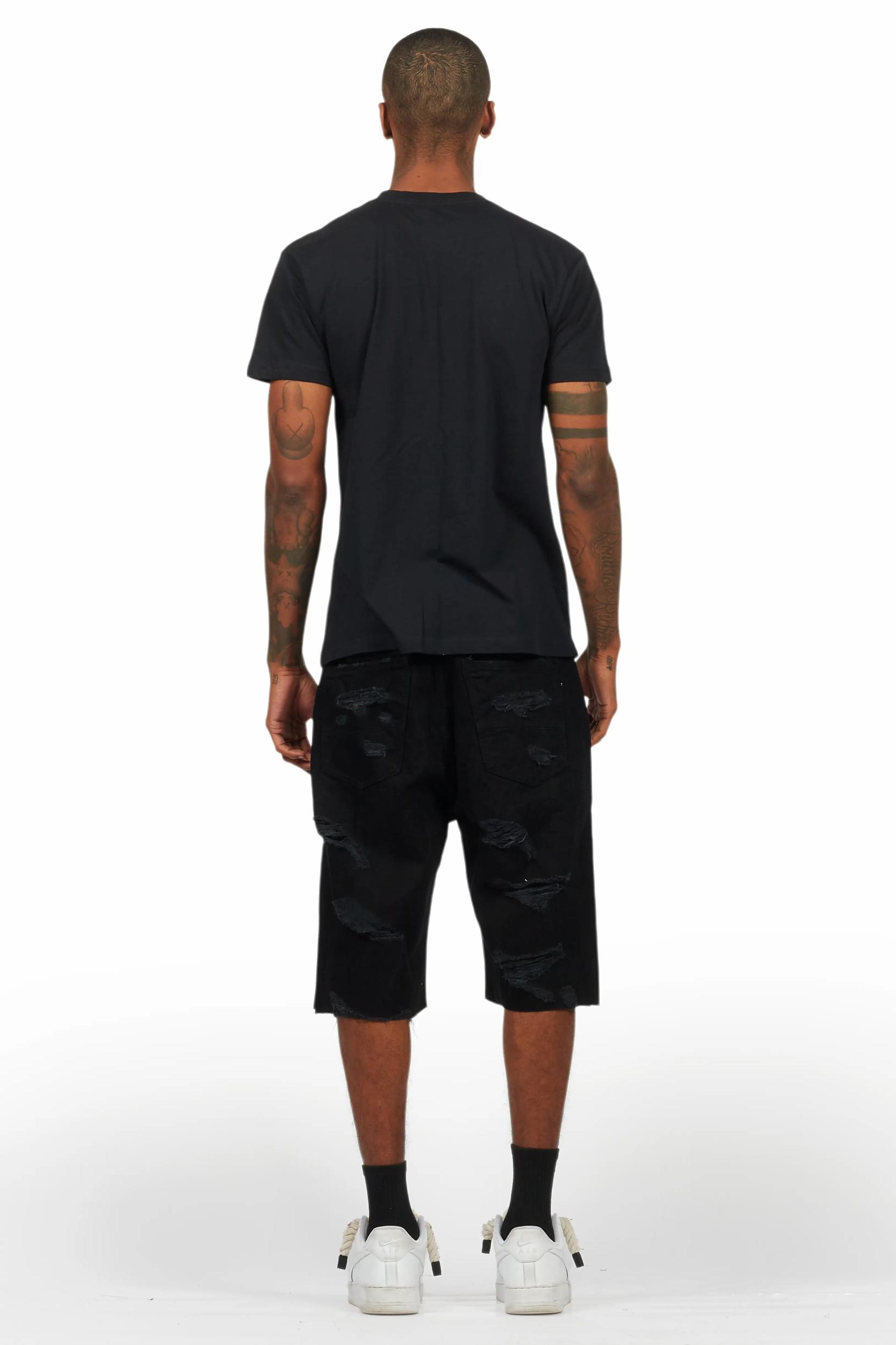 Beno Black T-Shirt/Denim Short Set Male Product Image