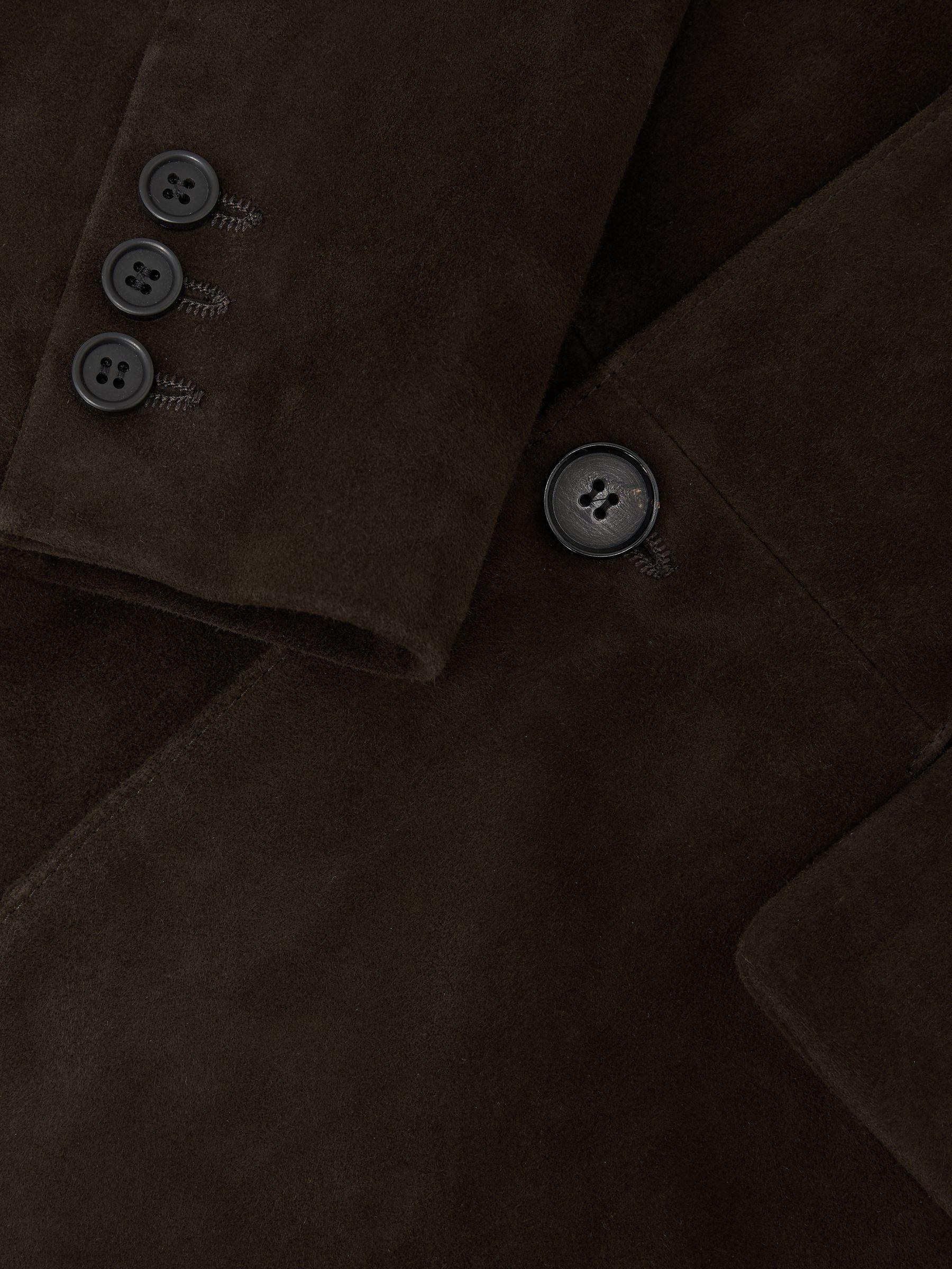 Suede Single-Breasted Blazer in Chocolate Brown Product Image