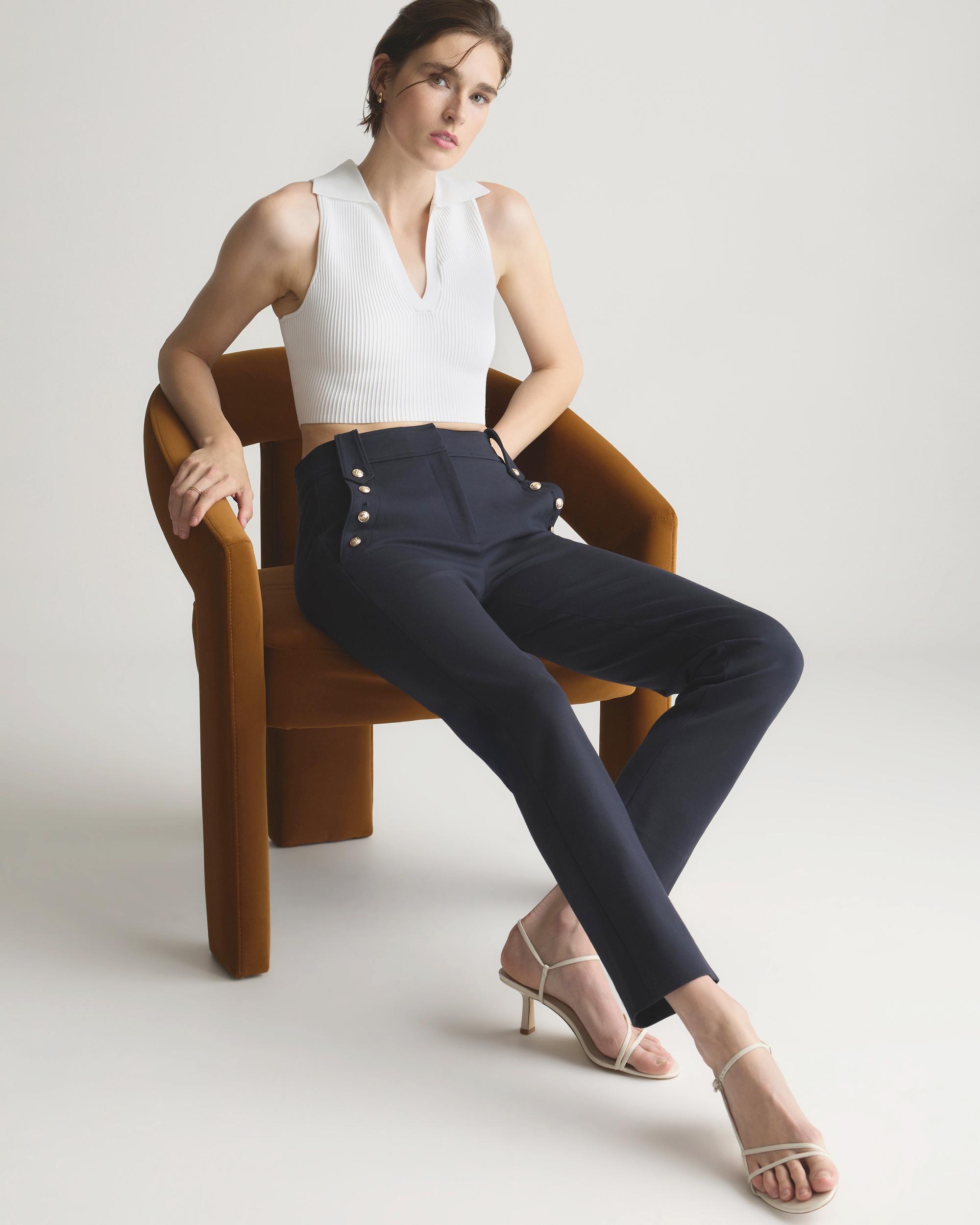 Quince | Women's Cropped Polo Ribbed Knit Tank Top Size XS, Recycled nylon/polyester/spandex Product Image