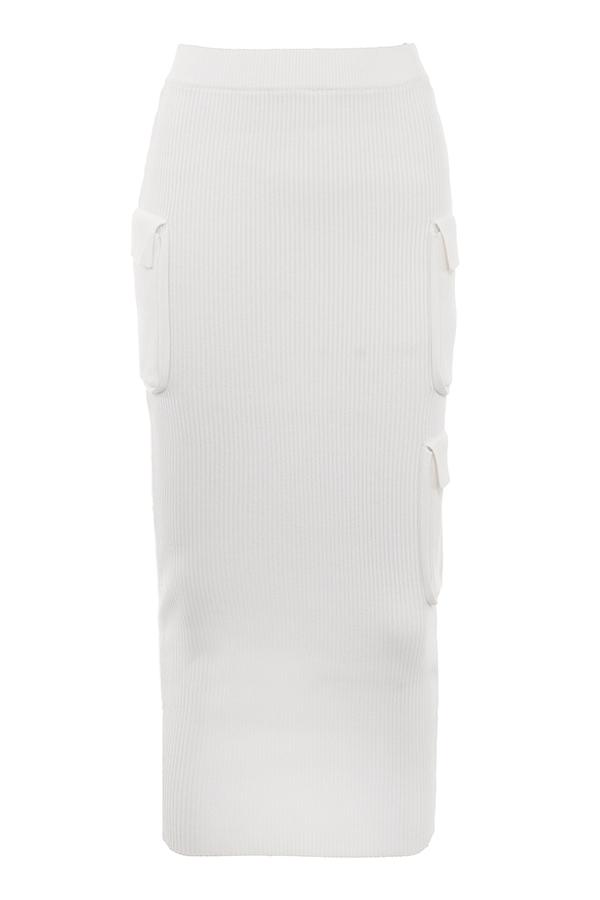 Maeve  white ribbed knit cargo skirt - sale Product Image