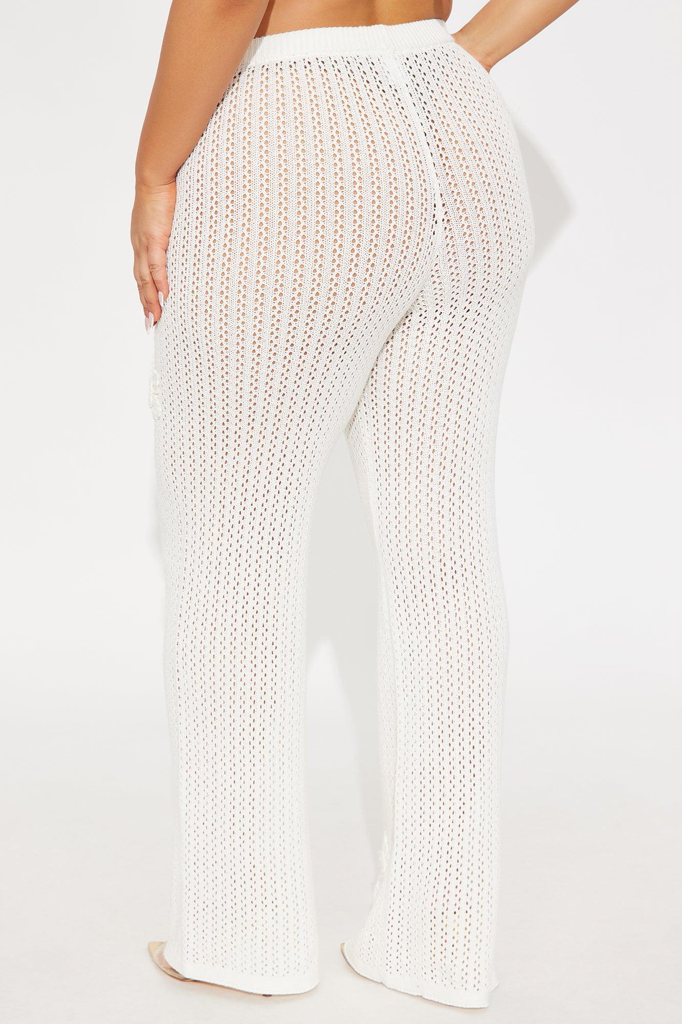 Island Breeze Embroidered Crochet Flare Pant - Cream Female Product Image