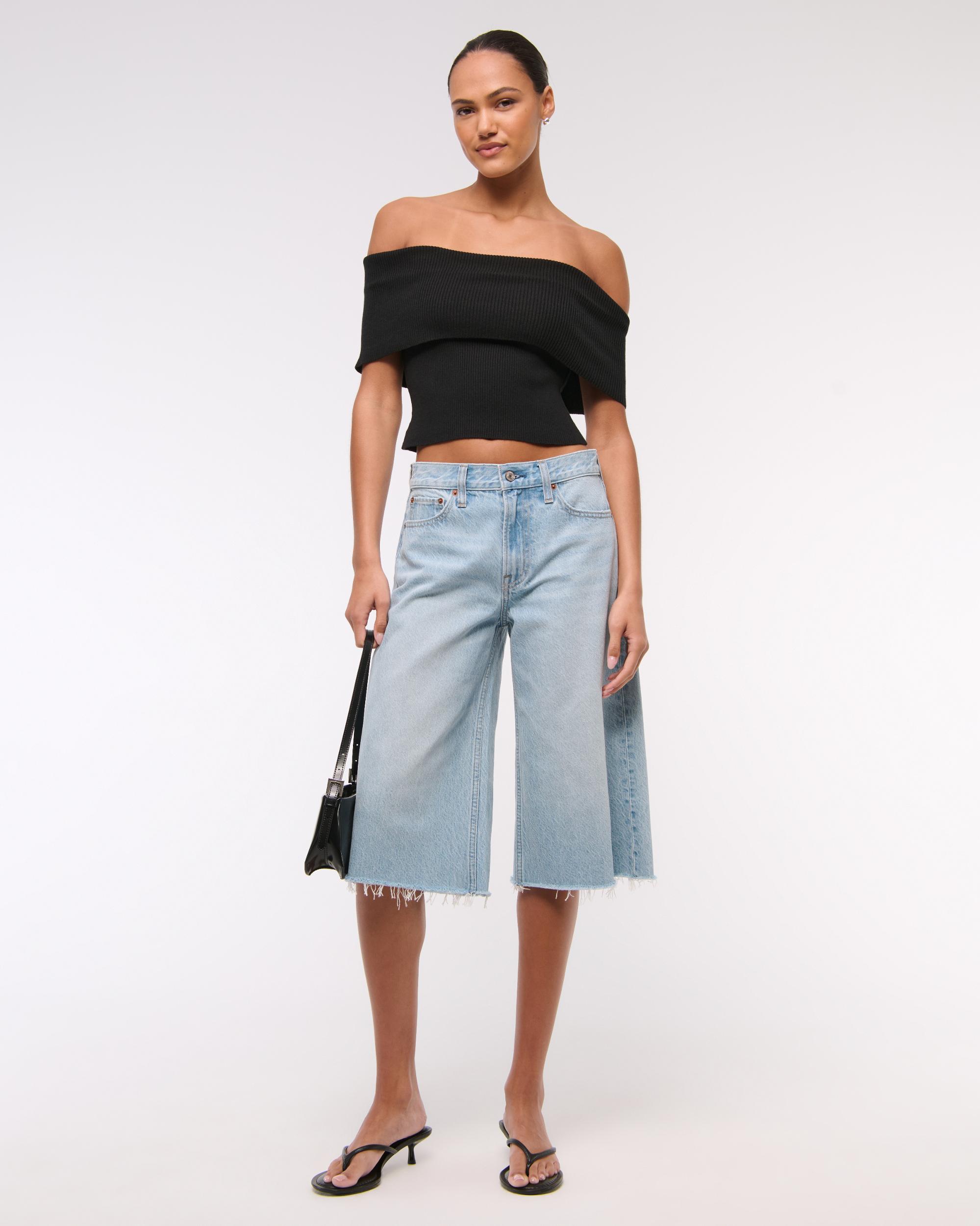 Foldover Off-The-Shoulder Sweater Top Product Image