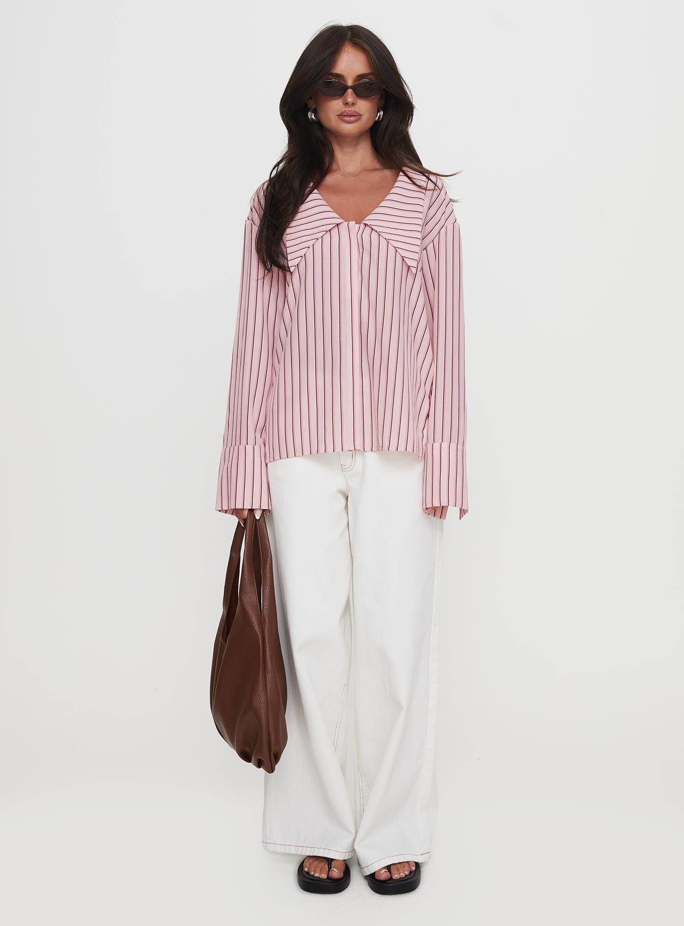 Calistoga Deep Collar Shirt Pink Stripe Product Image