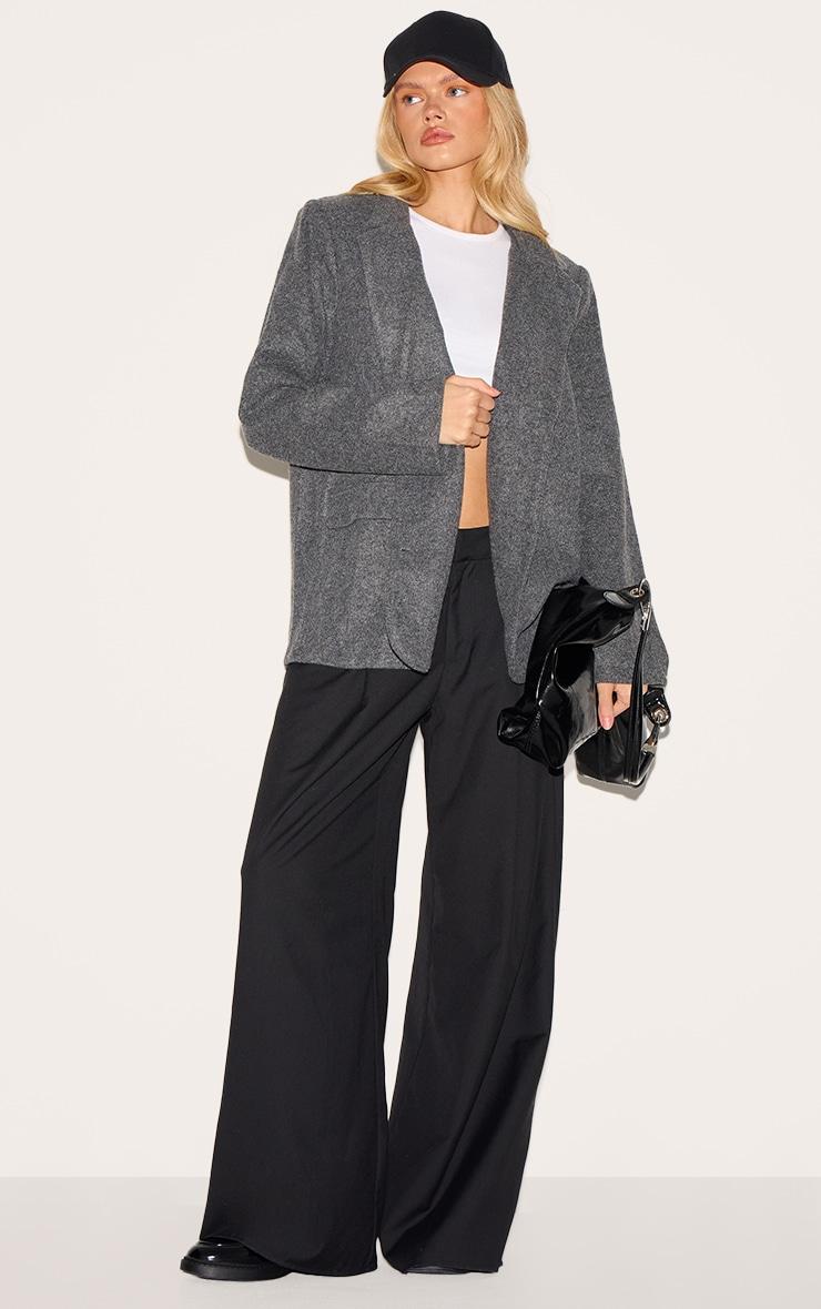 Charcoal Brushed Wool Look Tailored Blazer Product Image