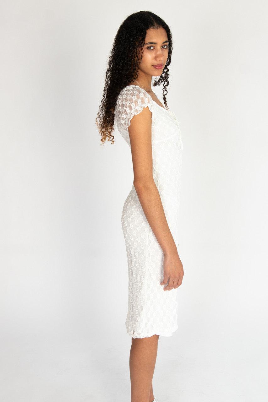 Floral Lace Sweetheart Midi Dress Product Image