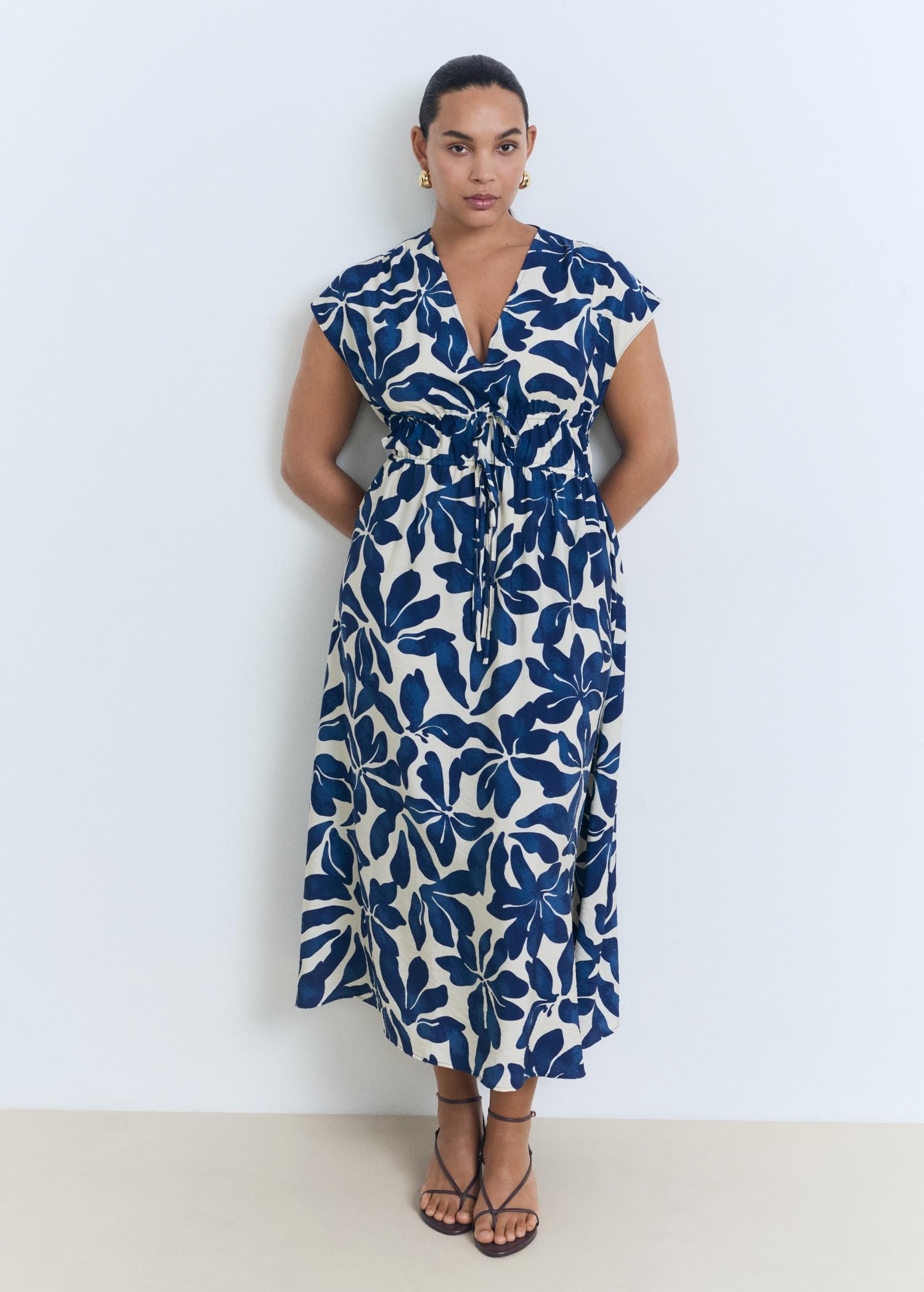Long printed dress - Women | MANGO USA Product Image