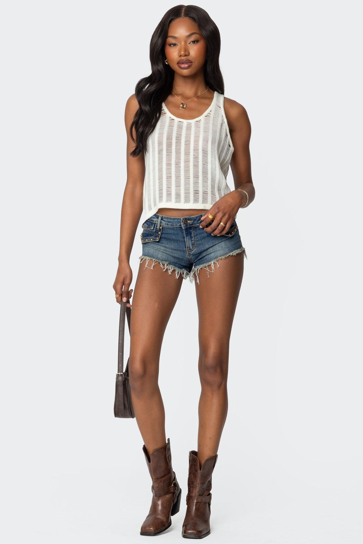 Keziah Sheer Ladder Knit Top Product Image