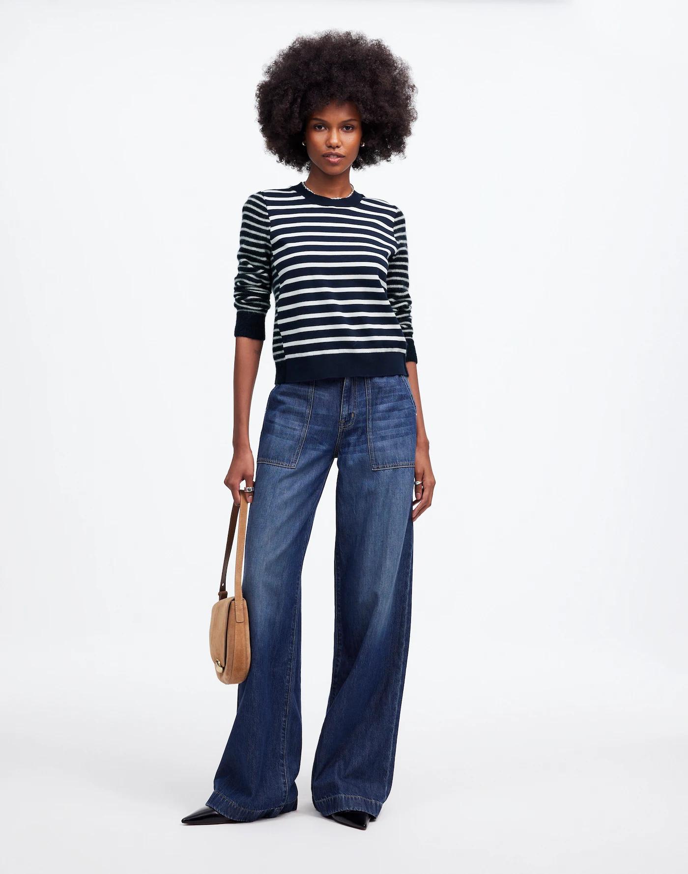 Mixed-Yarn Striped Sweater Product Image