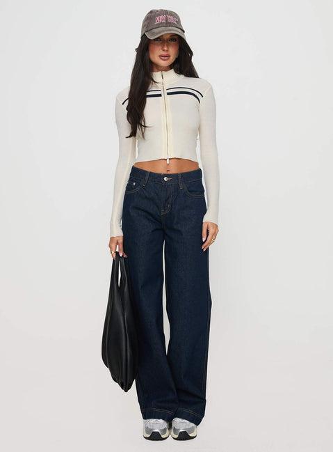 Slow It Down Long Sleeve Top Cream Product Image