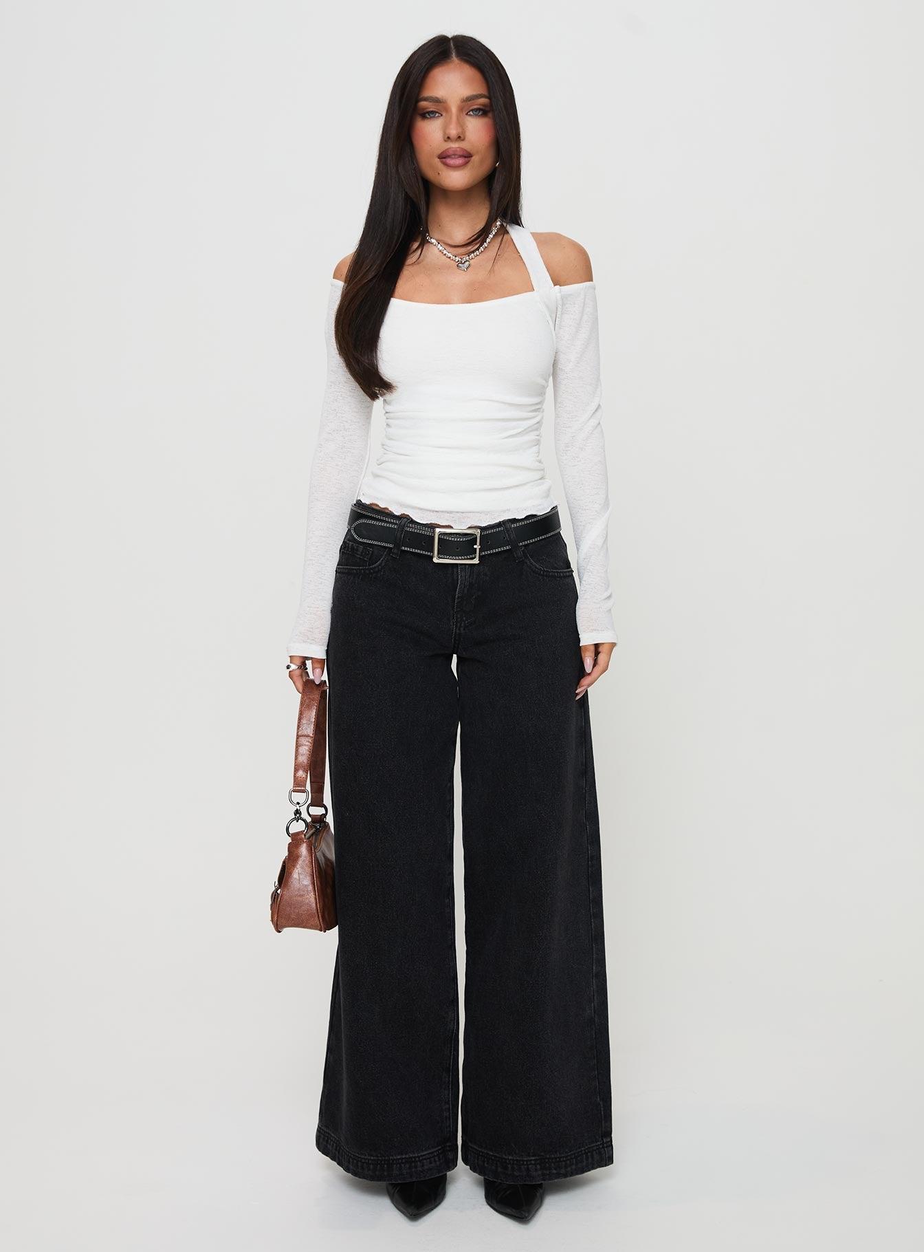 Shivers Halter Long Sleeve Top White Product Image