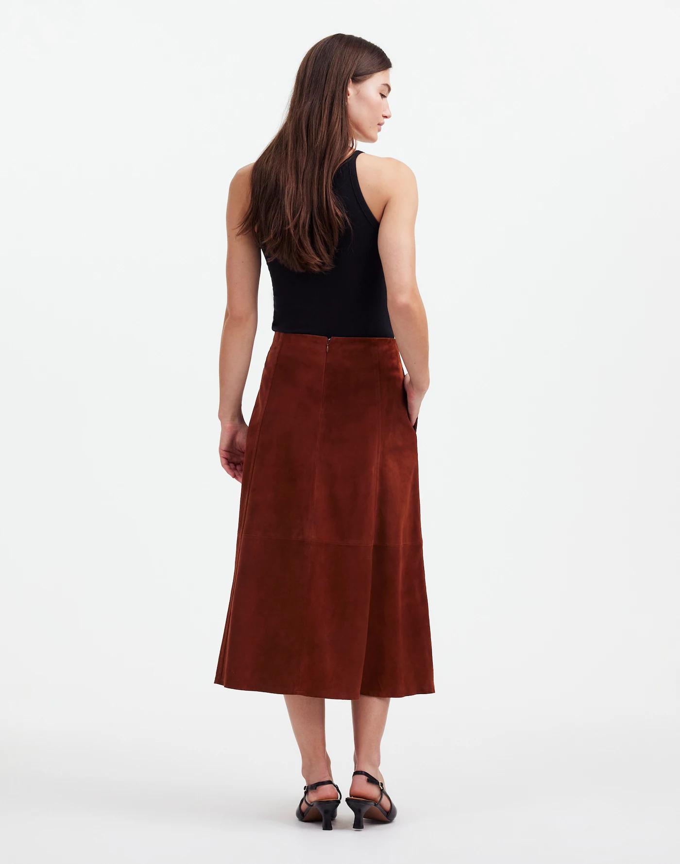 Suede Seamed Midi Skirt Product Image