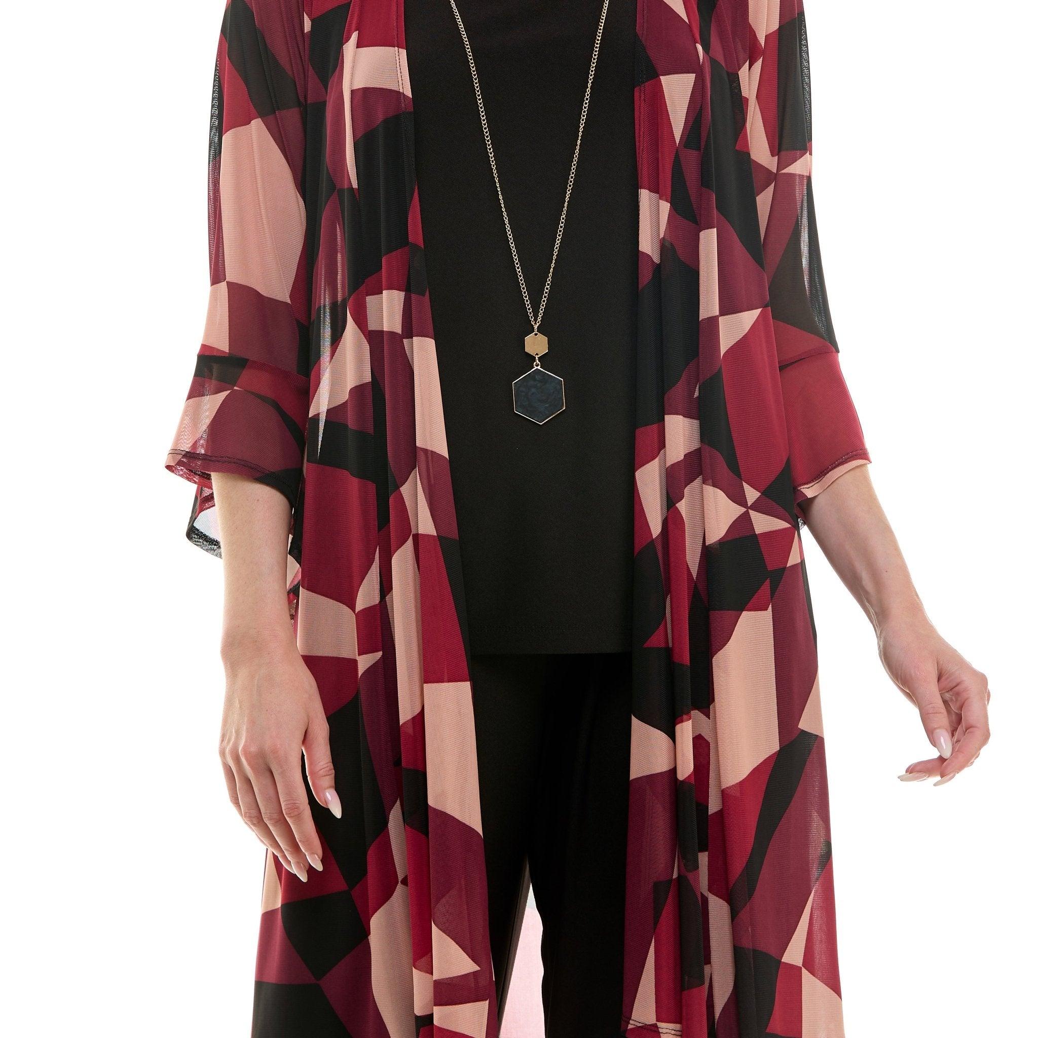 Berry & Black Pantset With Necklace Product Image