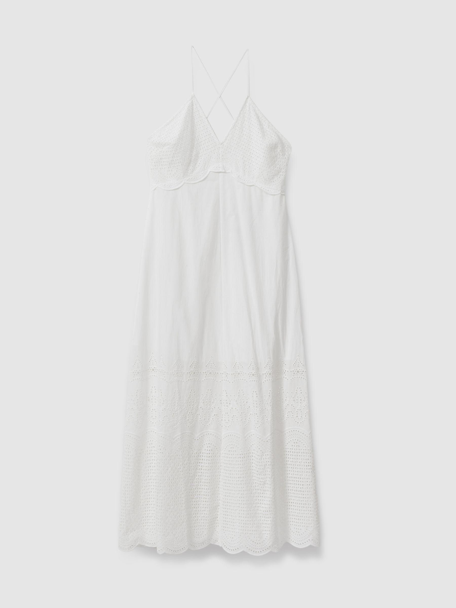 Cotton Broderie Maxi Dress in White Product Image