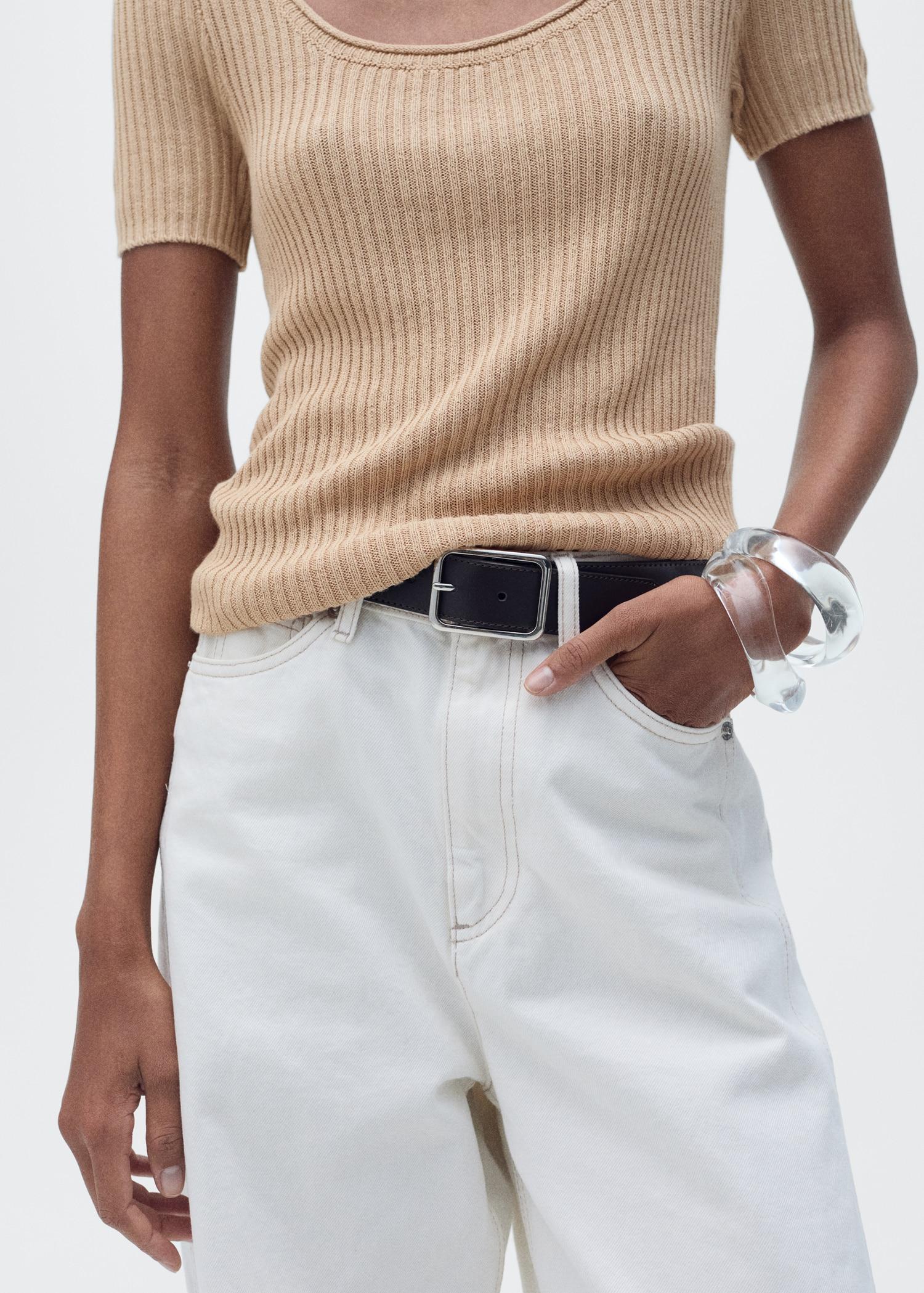 Linen-blend knitted sweater - Women | MANGO USA Product Image
