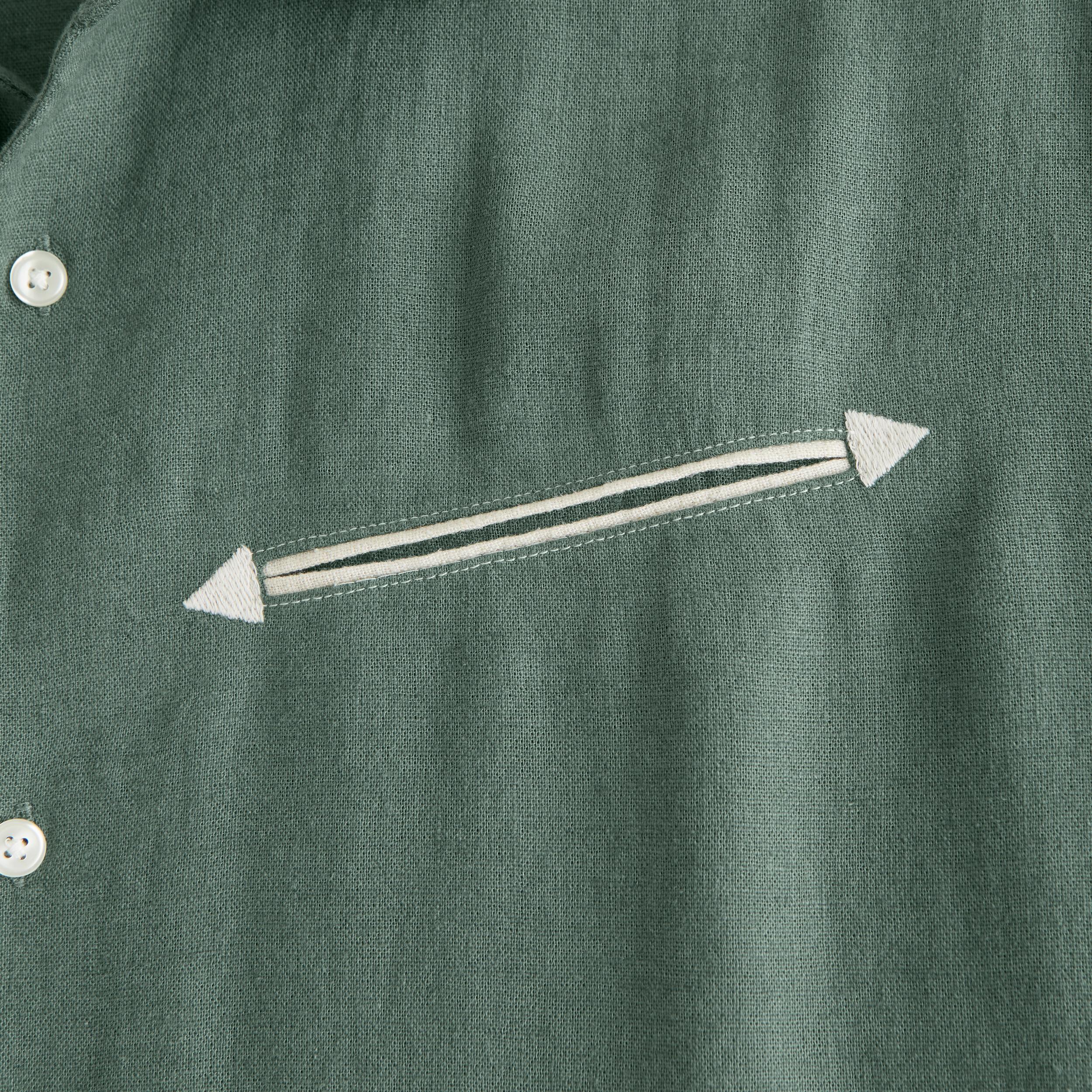 Short-Sleeve Summer Linen-Blend Button-Up Shirt Product Image